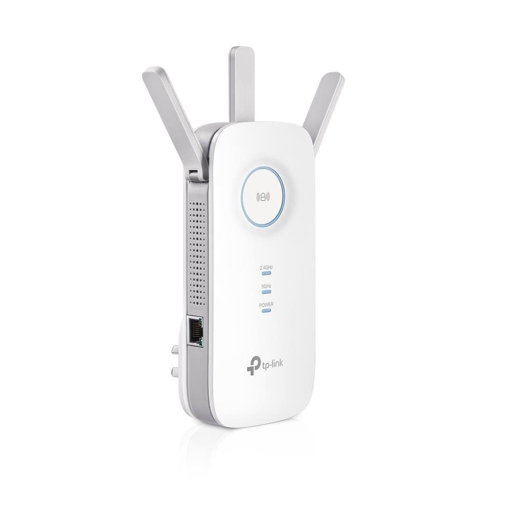 tp-link RE450 WLAN-Repeater, AC1750 Gigabit Dual Band Range Extender, Broadband, WiFi-Extender mit Steckdose, Wi-Fi Booster, Hotspot, Gigabit Port, 3 External Antennas, Built-in Access Point Mode