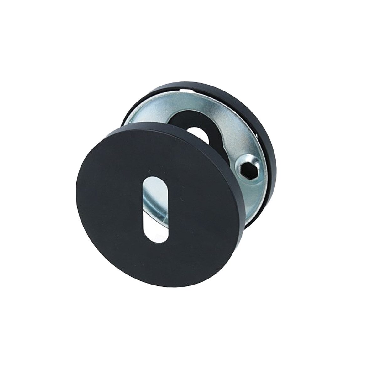 MS Beschläge Türbeschlag Schwarzes Rosettenpaar - Edelstahl Türrosetten, Design-Rosetten Ø 53mm - Buntbart
