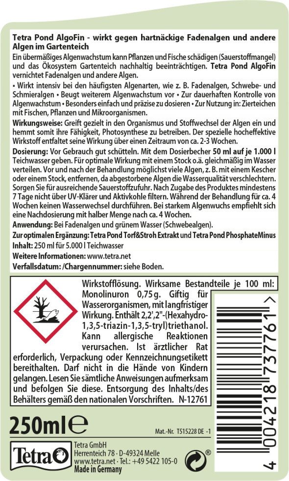 Tetra Teichpflege Tetra Pond Algenbekämpfung AlgoFin 250 ml günstig online kaufen