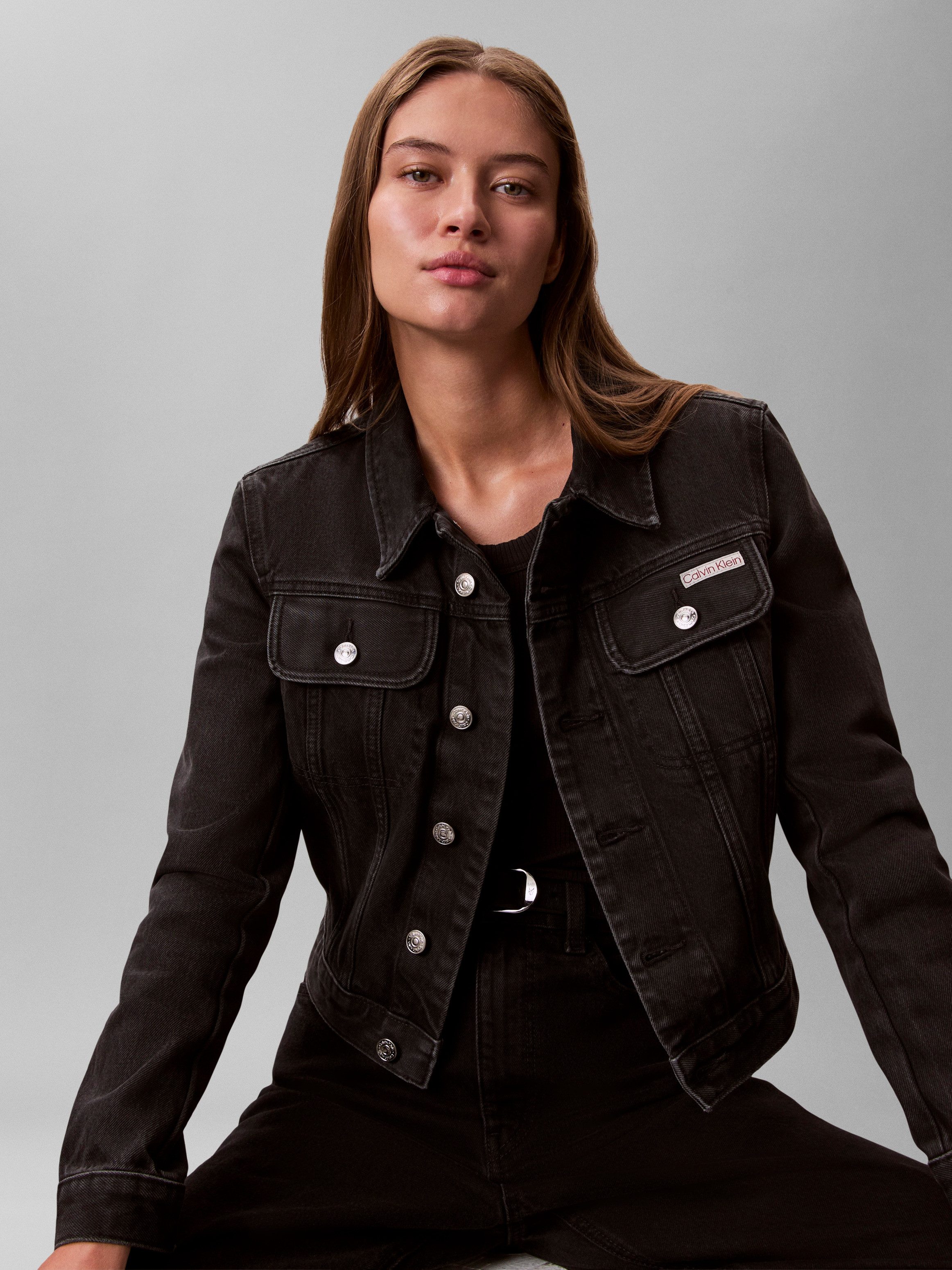 Calvin Klein Jeans Jeansjacke CROP 90S schmale, kurze Passform, used-washed