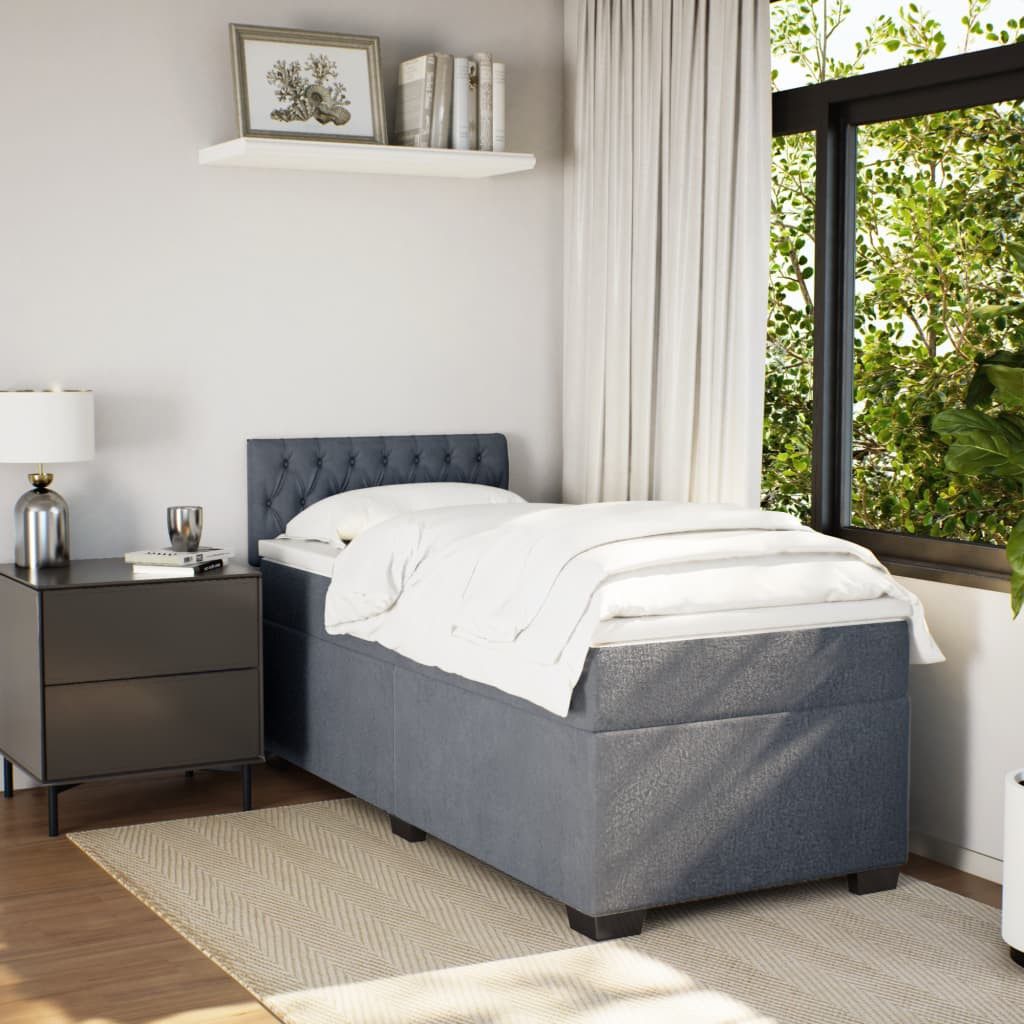 vidaXL Bett Boxspringbett mit Matratze Dunkelgrau günstig online kaufen