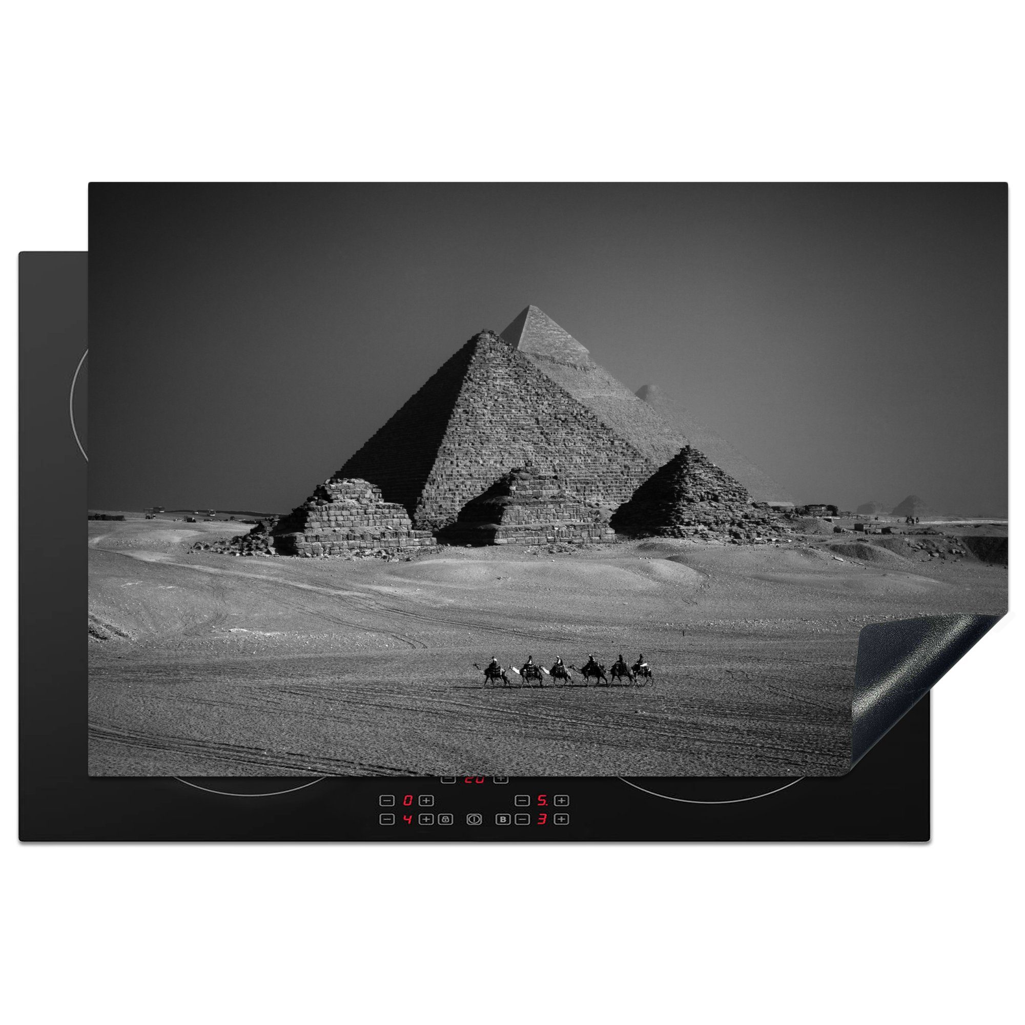 Schwarz Ceranfeldabdeckung Herdblende-/Abdeckplatte 81x52 Ägypten (1 die Pyramide tlg), - - - cm, Schutz Weiß, für MuchoWow Vinyl, Induktionskochfeld küche,