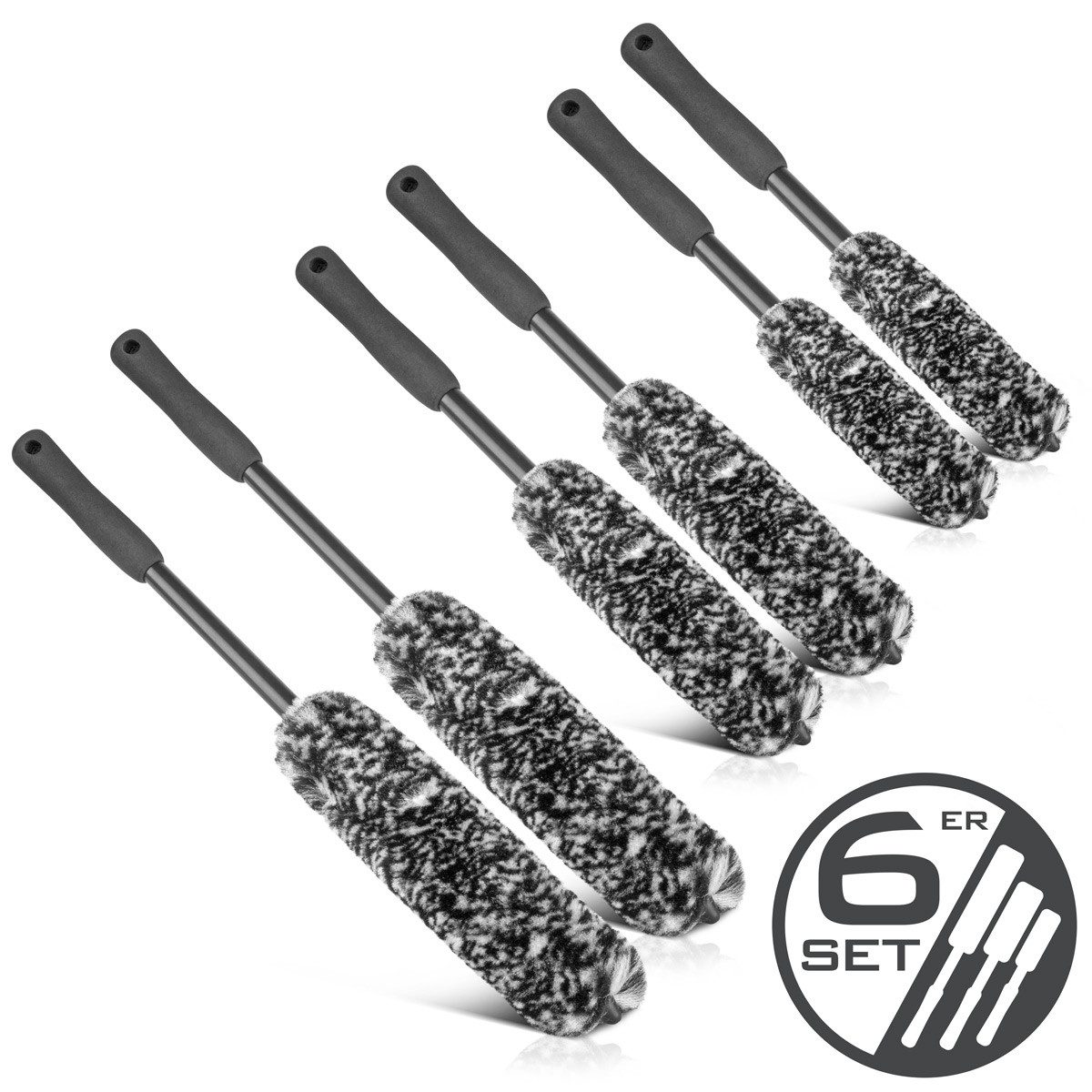 STAHLWERK Autowaschbürste Felgenbürste 6er Set Autoreinigungsbürste Radbürste Autowaschbürste, (Set, 6-tlg., Set), hervorragende Reinigungseigenschaften