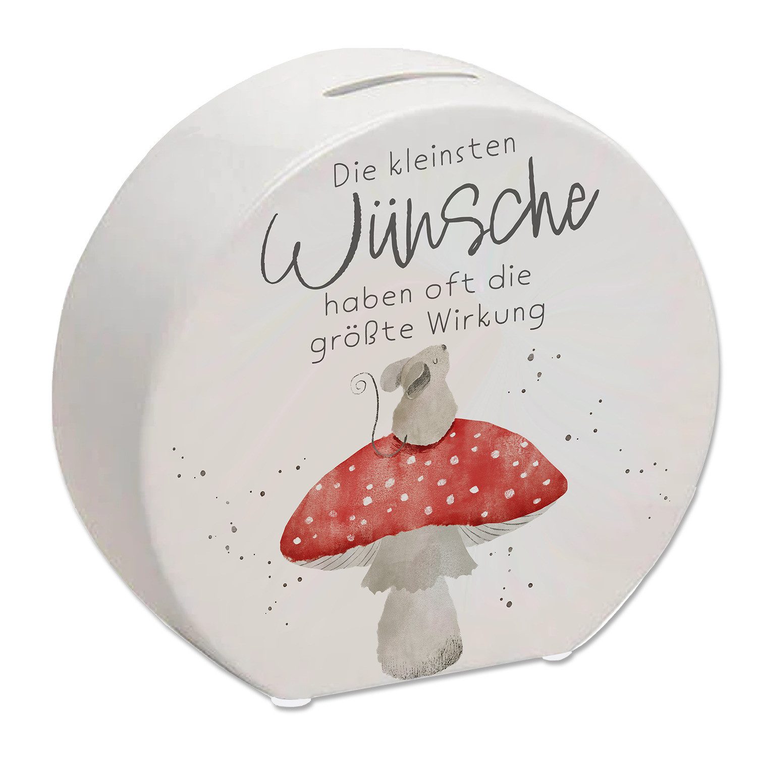 speecheese Spardose Maus auf Fliegenpilz Spardose mit Spruch Kleinste
