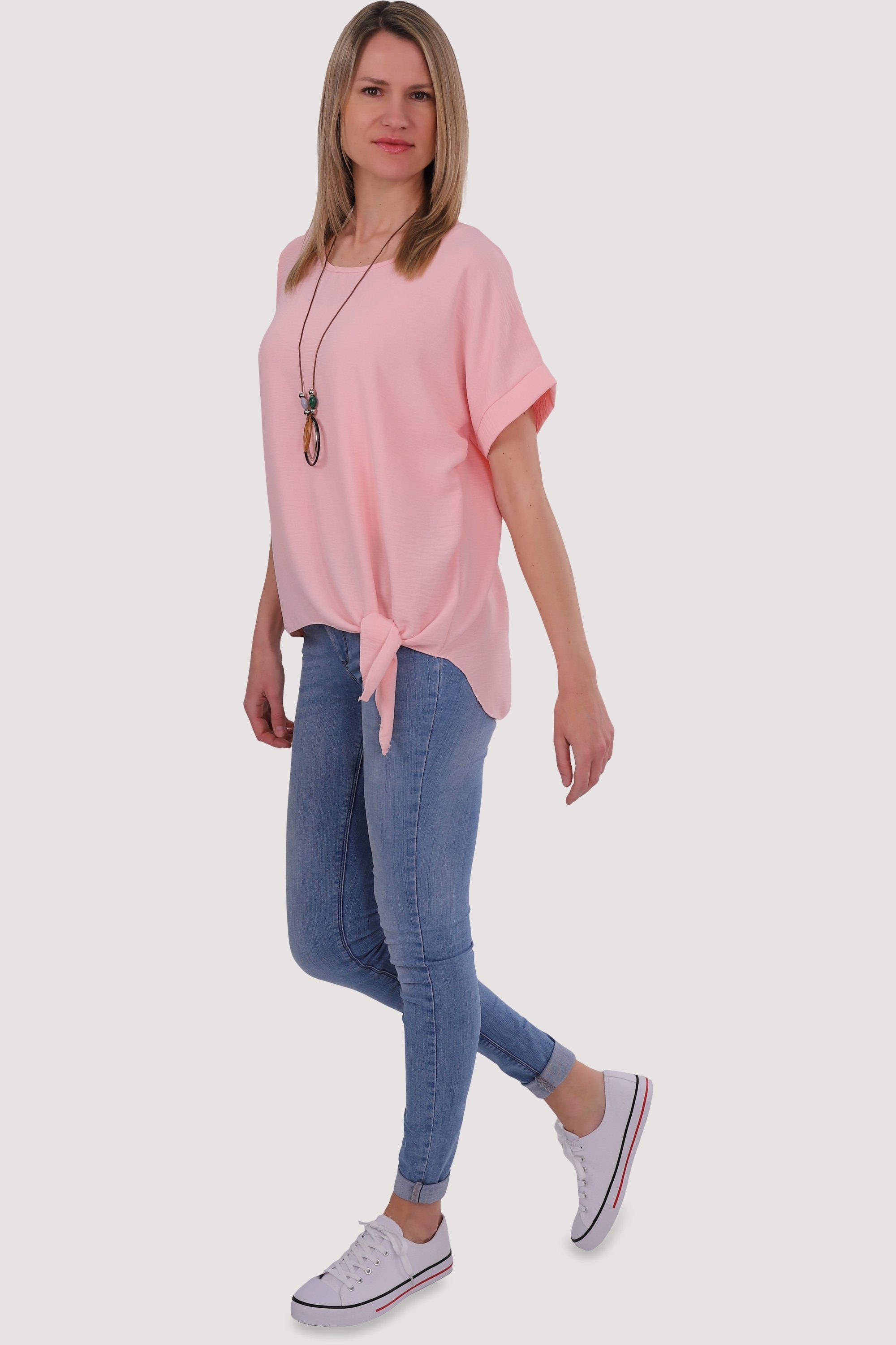 fashion malito Bindeknoten und rosa Blusenshirt 10508 Einheitsgröße mit than Kette more