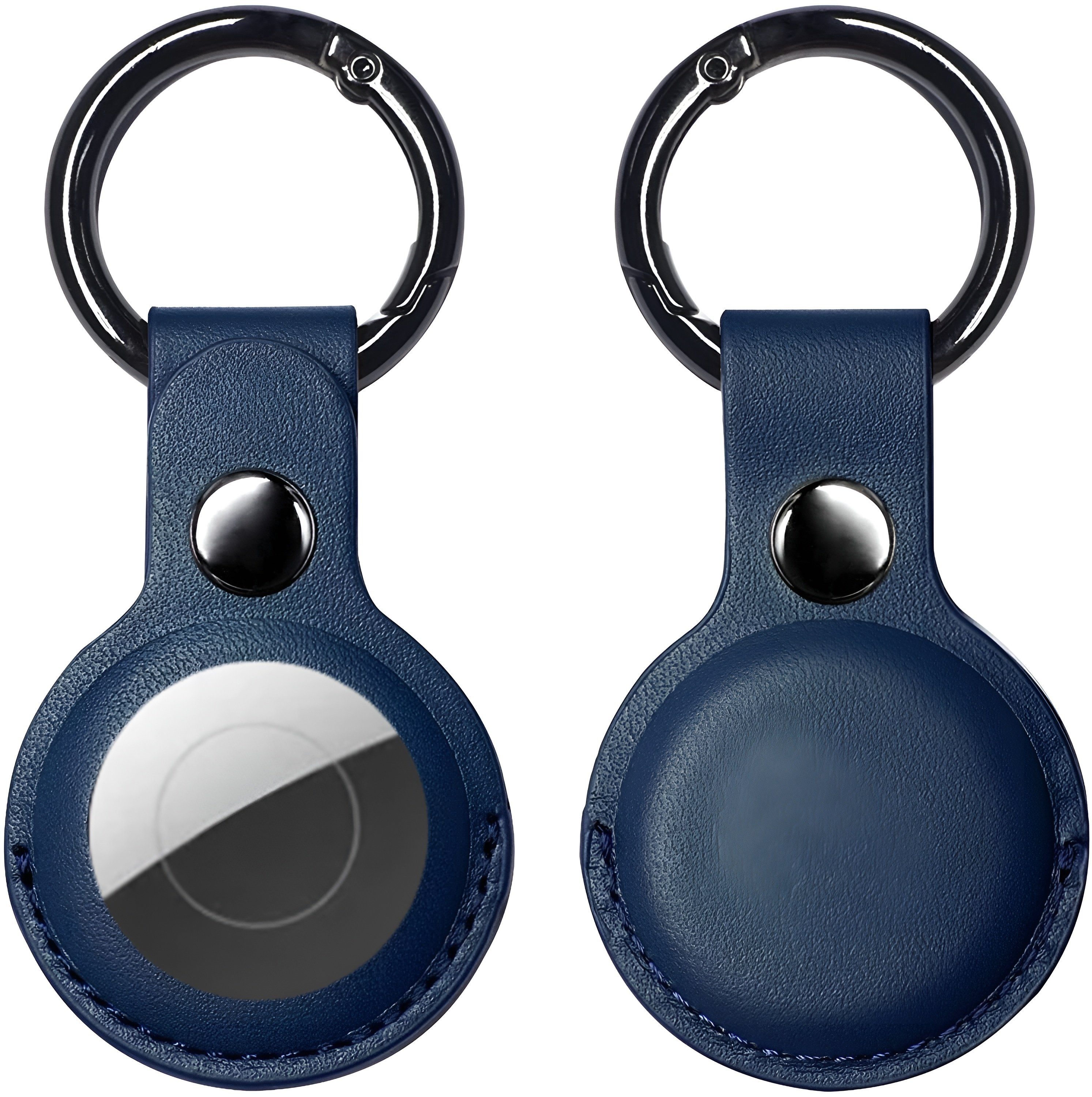 Bingo Schlüsselanhänger Set Schlüsselanhänger Airtag Anhänger Hülle für Apple Air Tags aus Leder (Blau Set, 2-tlg., Eleganz Aufhängung Taschen Haustierhalsband, Hülle +, Stahlkarabiner), Anhänger Schutz Tracker Locator Schutzhülle für Apple AirTag GPS