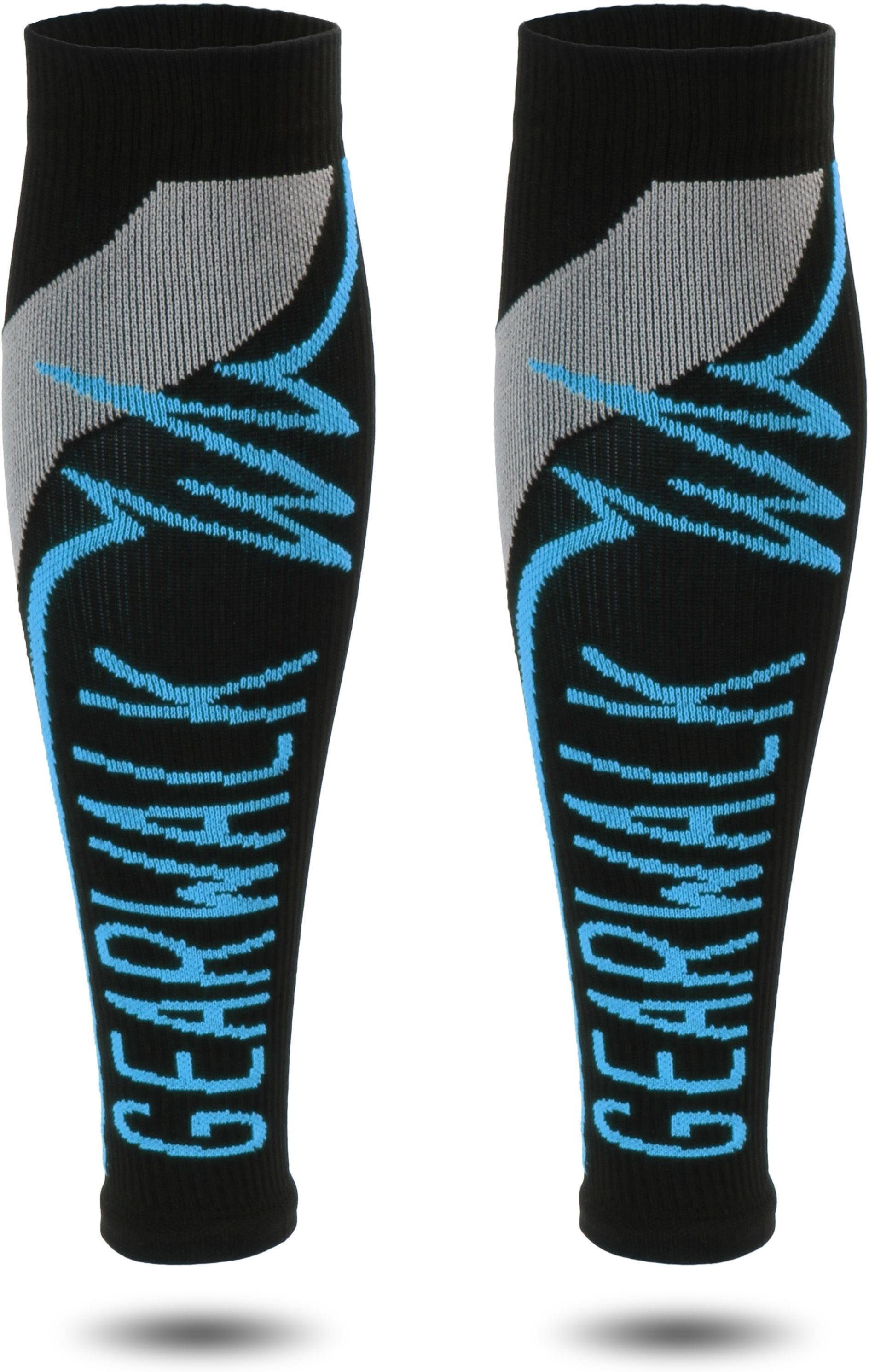 normani Paar Blau 2 Abschlussrand ohne Beinstulpen schneidenden Sport-Waden-Kompressionsstulpen