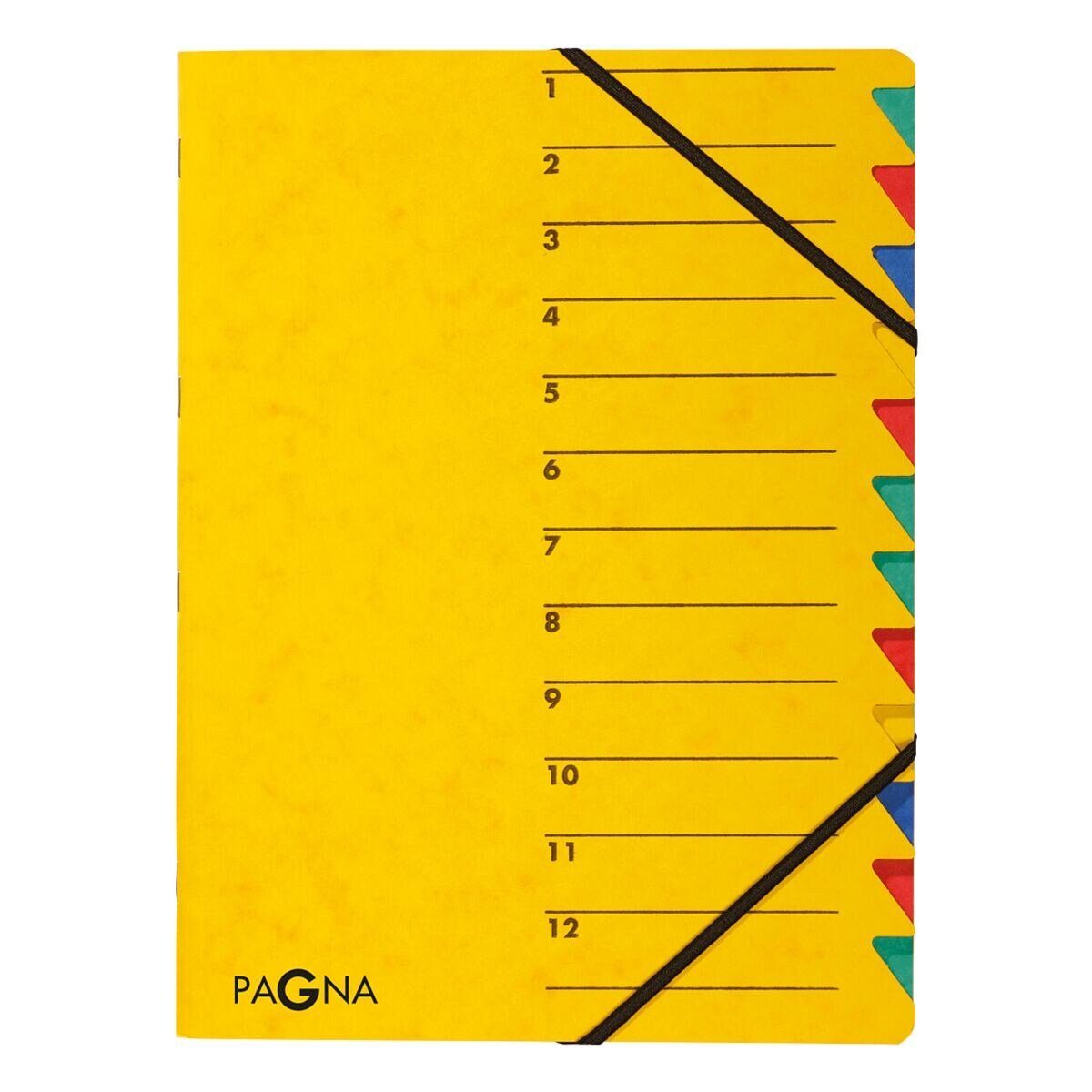 PAGNA Organisationsmappe Standard, Ordnungsmappe mit 12 Fächern, A4 gelb