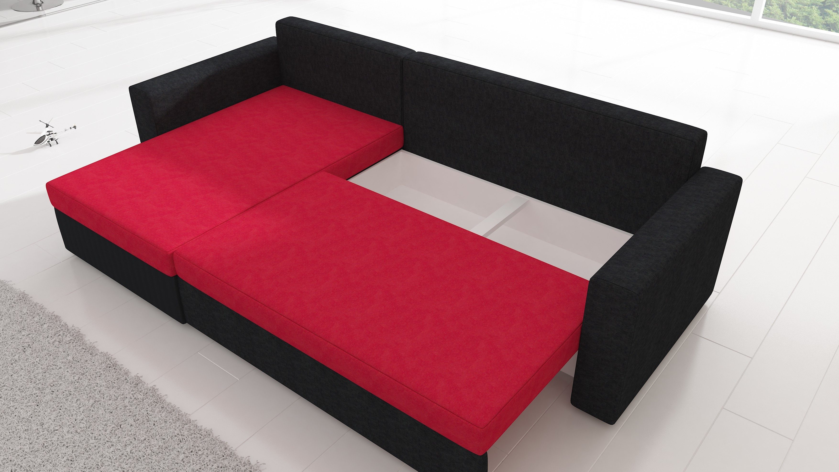 JVmoebel Ecksofa Elegantes Ecksofa in Schwarz-Grau mit Bettfunktion und Polsterung, Made in Europa