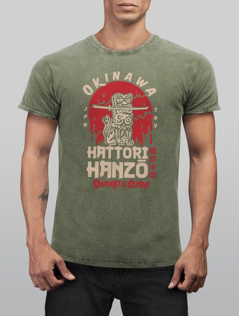Neverless Print-Shirt Herren Vintage Shirt Hattori günstig online kaufen