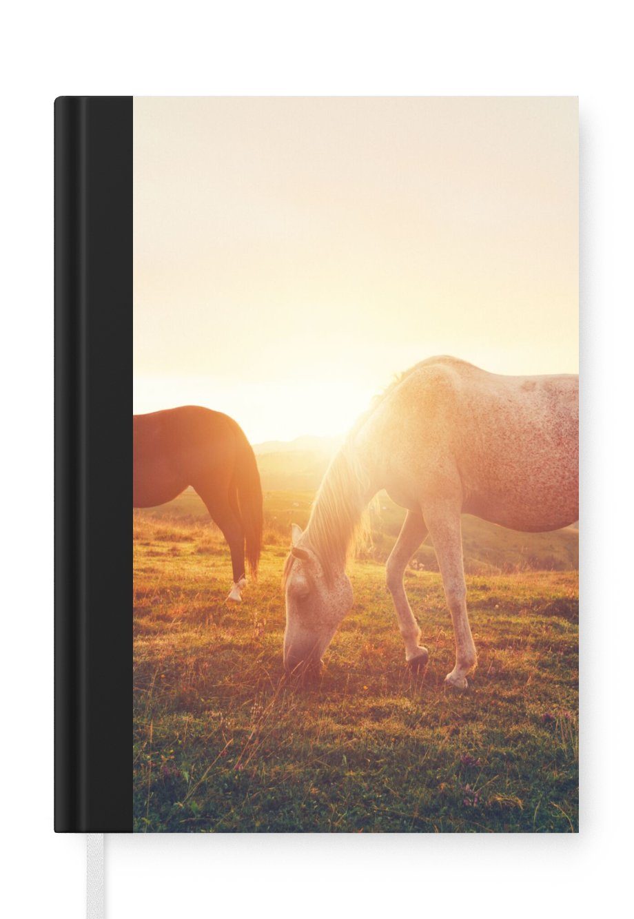 MuchoWow Notizbuch Pferde - Sonne - Tiere, Journal, Merkzettel, Tagebuch, Notizheft, A5, 98 Seiten, Haushaltsbuch