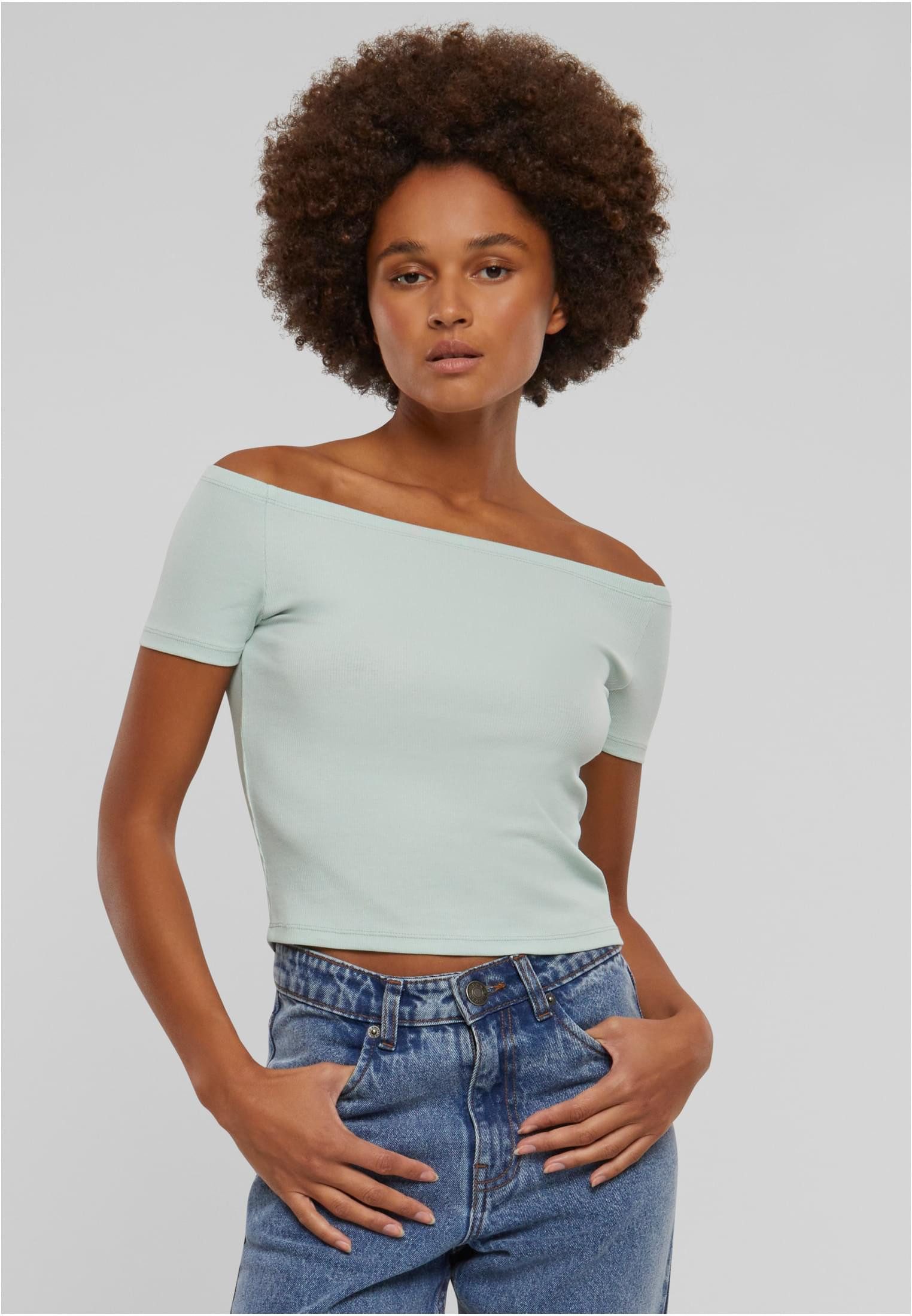 URBAN CLASSICS Rundhalsshirt Ladies Organic Off Shoulder Rib Tee Damen T-Sh günstig online kaufen