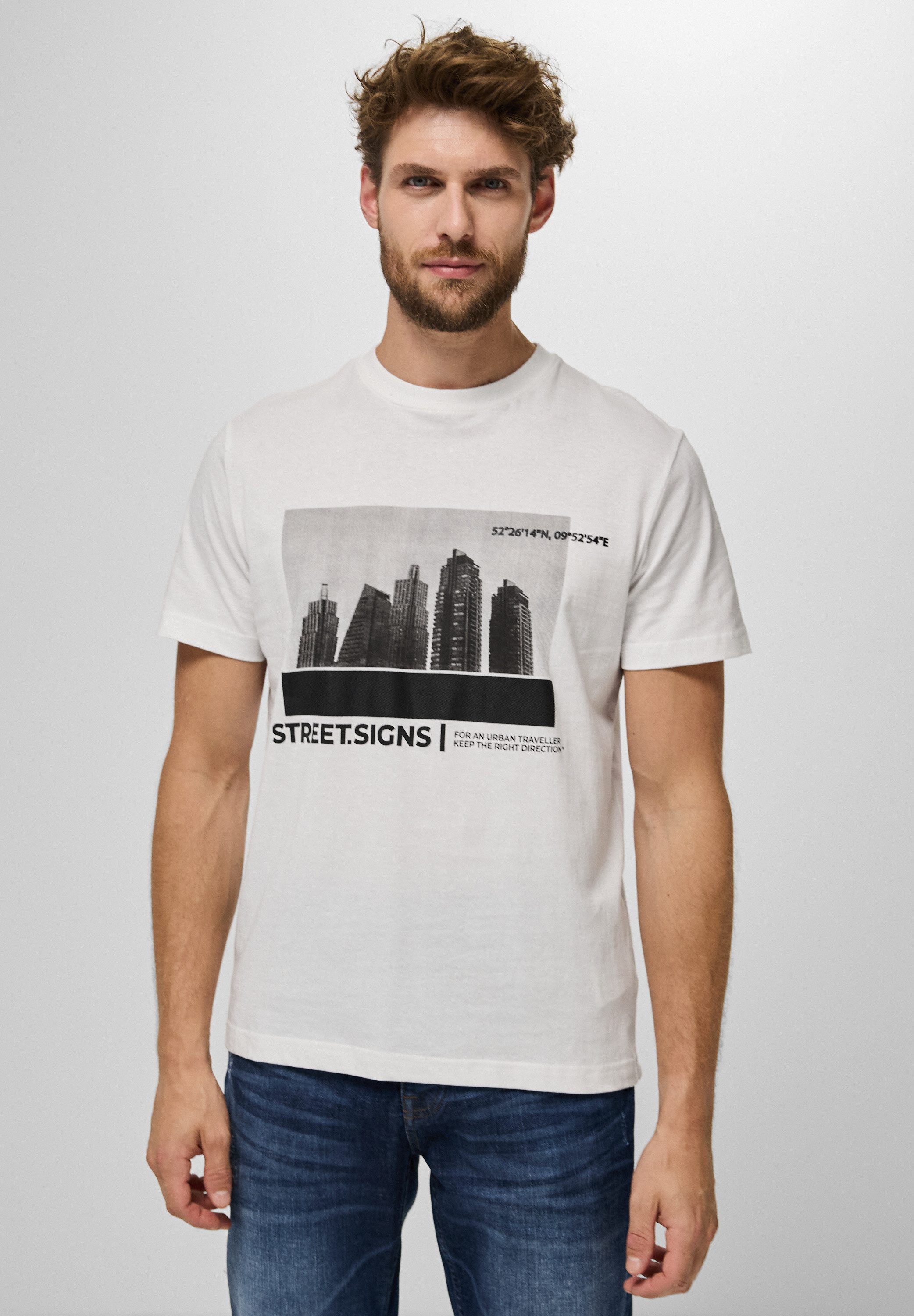 STREET ONE MEN Langarmshirt aus reiner Baumwolle