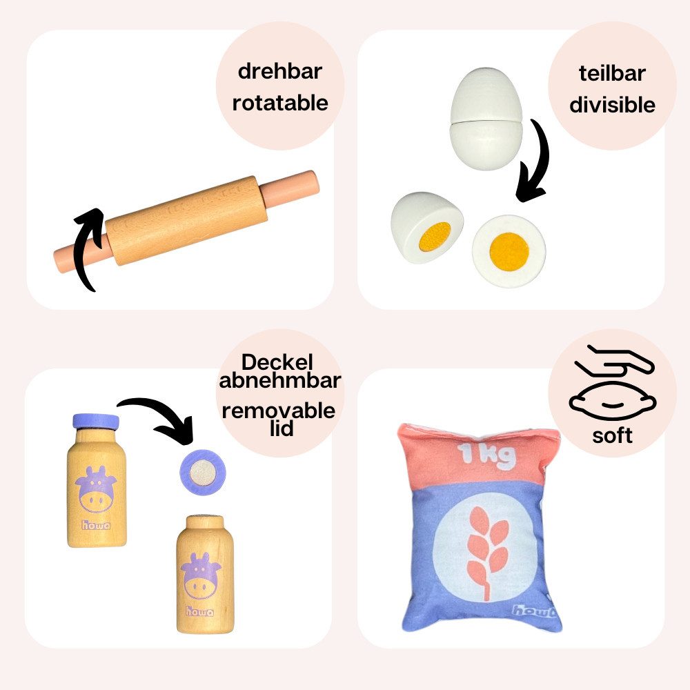 howa Kinder-Küchenset, Spielzeug Backset für Kinder aus Holz 19 teilig günstig online kaufen