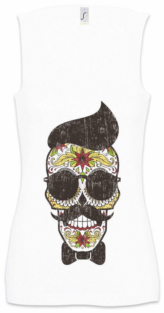 Tanktop Sugar Skull Hipster Ärmelloses Damen T-Shirt Schädel Mexiko Gang