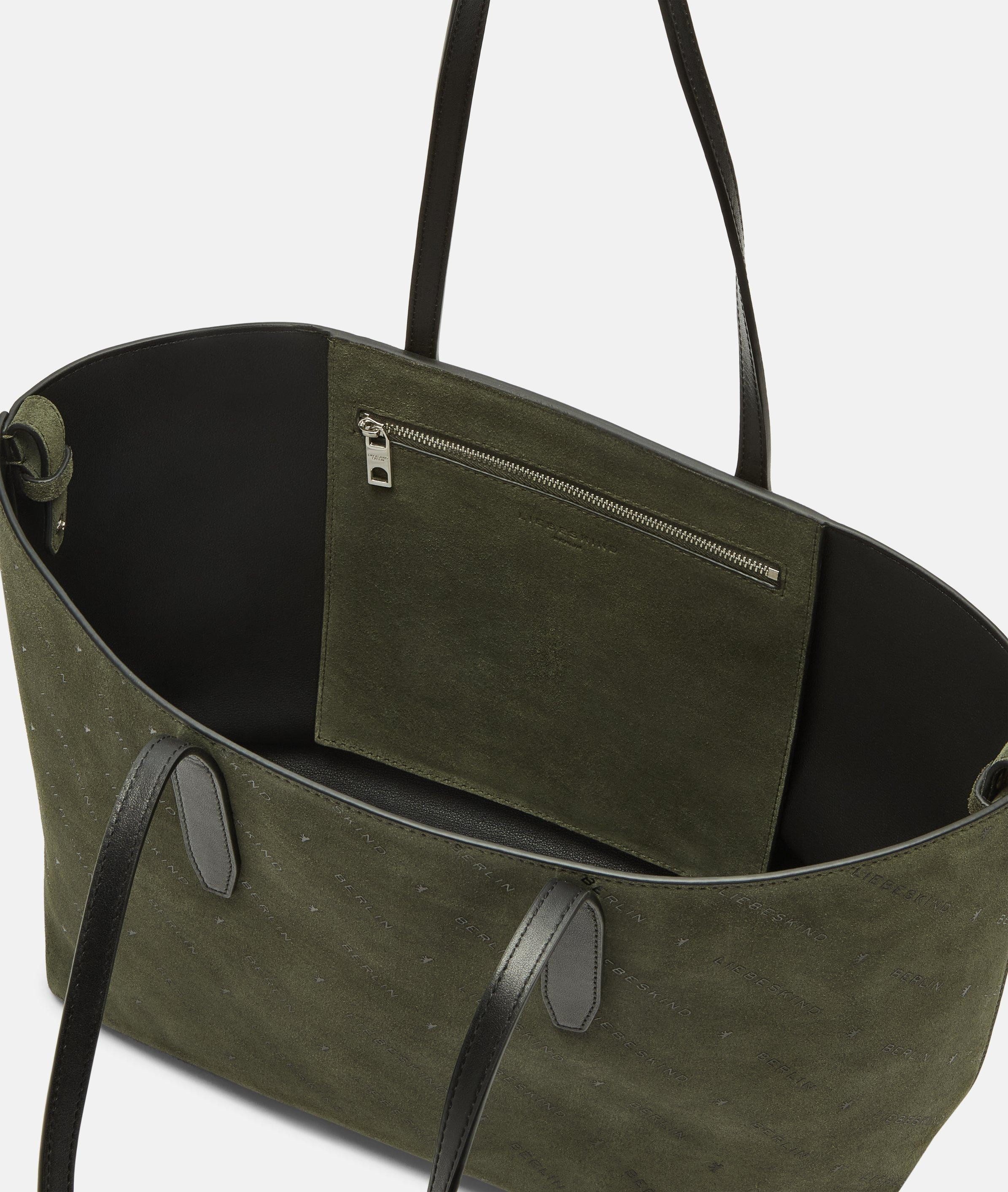 Liebeskind Berlin Shopper Monogram Shopper M, Shopper aus Veloursleder mit Liebeskind Berlin Schriftzug