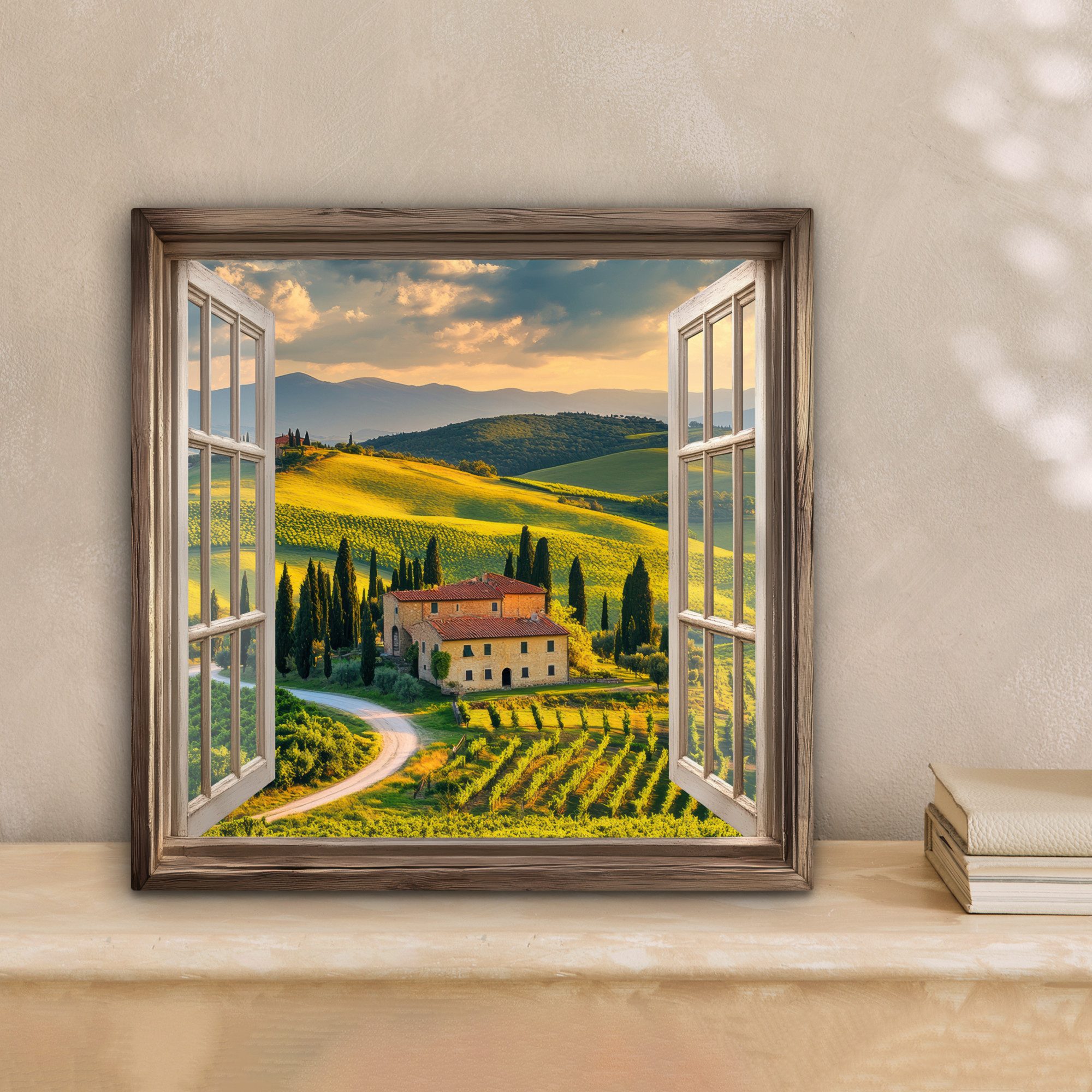 OneMillionCanvasses® Leinwandbild Ansichten - Toskana - Landschaft - Sommer, Fotodruck (1 St), Wandbild, Deko Schlafzimmer Wohnzimmer Flur 20x20 cm