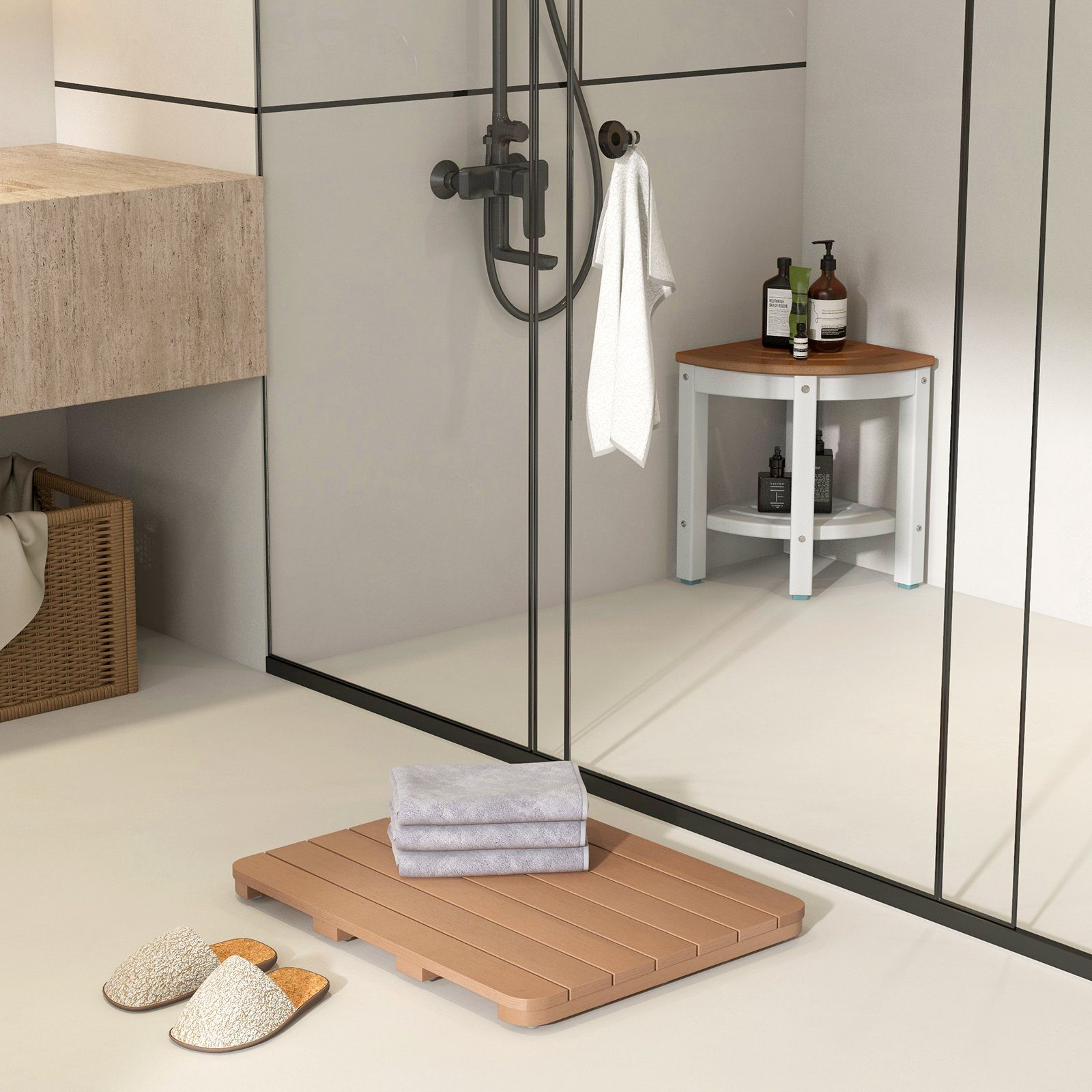 COSTWAY Badematte Saunabodenrost, Lamellendesign, HIPS-Material, rutschfest günstig online kaufen