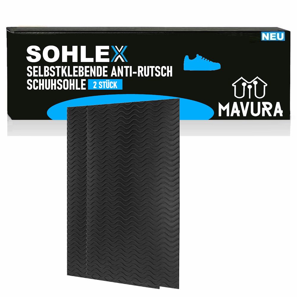 MAVURA Schuhüberzieher SOHLEX Schuhsohlen Reparatur Set selbstklebend rutschfest DIY Gummisohlen Schuhsohle Absätze [2er]