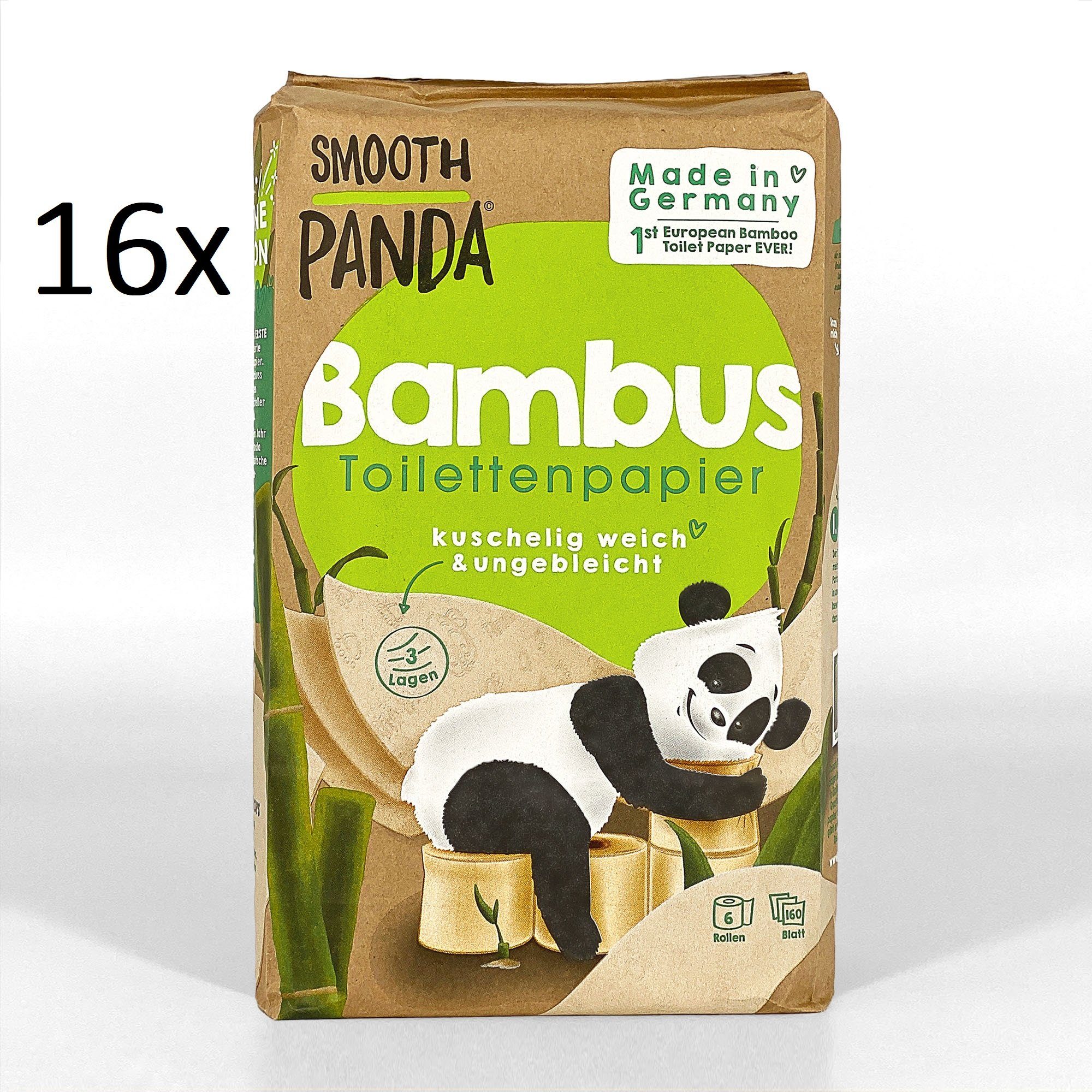 Smooth Panda Toilettenpapier Bambus Toilettenpapier Made in Germany – 96  Rollen (Familienpackung)