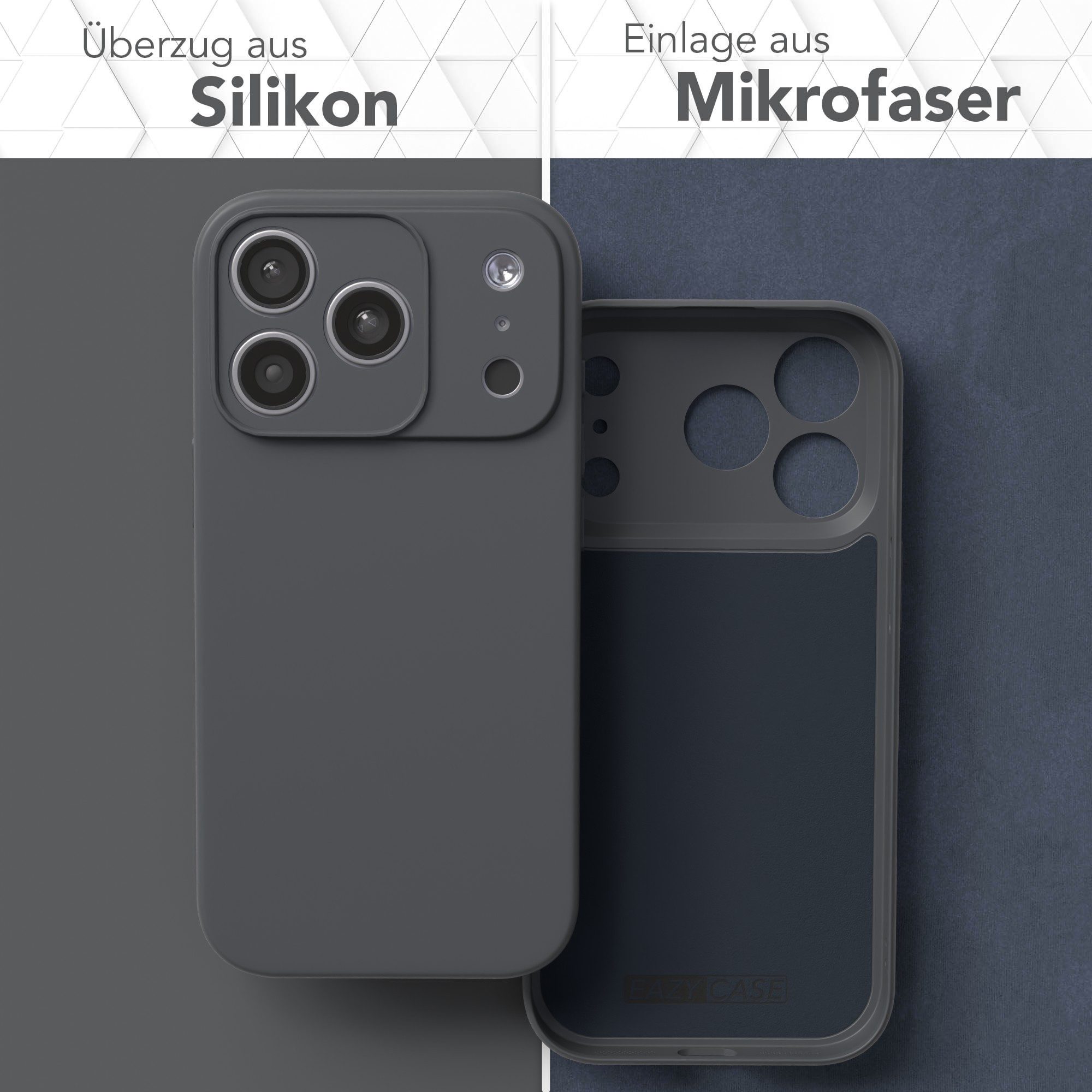 EAZY CASE Handyhülle Silikonhülle für Apple iPhone 18 Pro 6,3 Zoll, Hülle mit Kameraschutz Handycase Soft Smart Slimcover matt Dunkelgrau – Bild 3 von 5