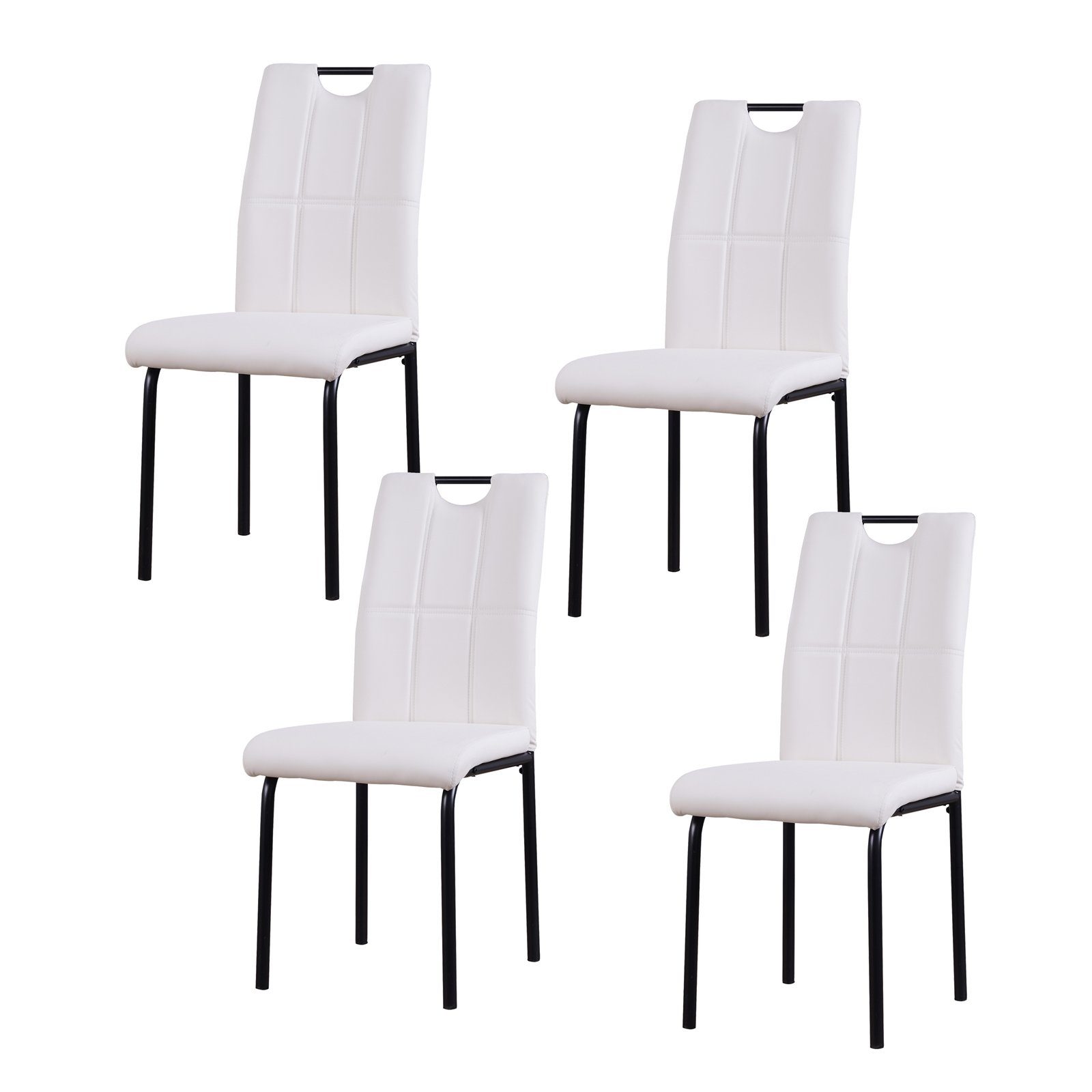 Weiß 4 Esszimmerstuhl Kunstleder Denton (Set, Set HTI-Living St), Esszimmerstuhl Stuhl 4er PU