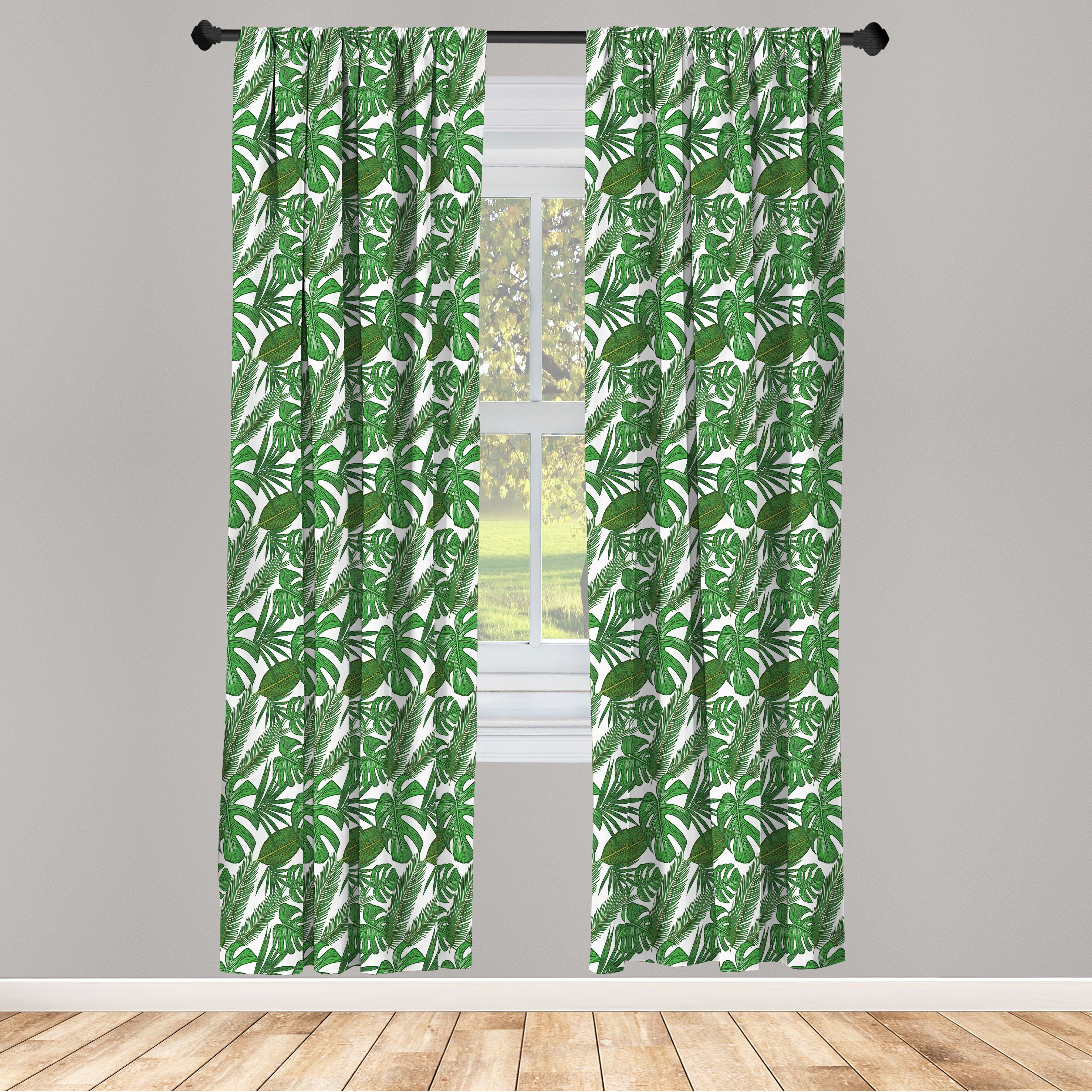 Gardine Vorhang für Wohnzimmer Schlafzimmer Dekor, Abakuhaus, Microfaser, Philodendron Sommer tropischen Dschungel