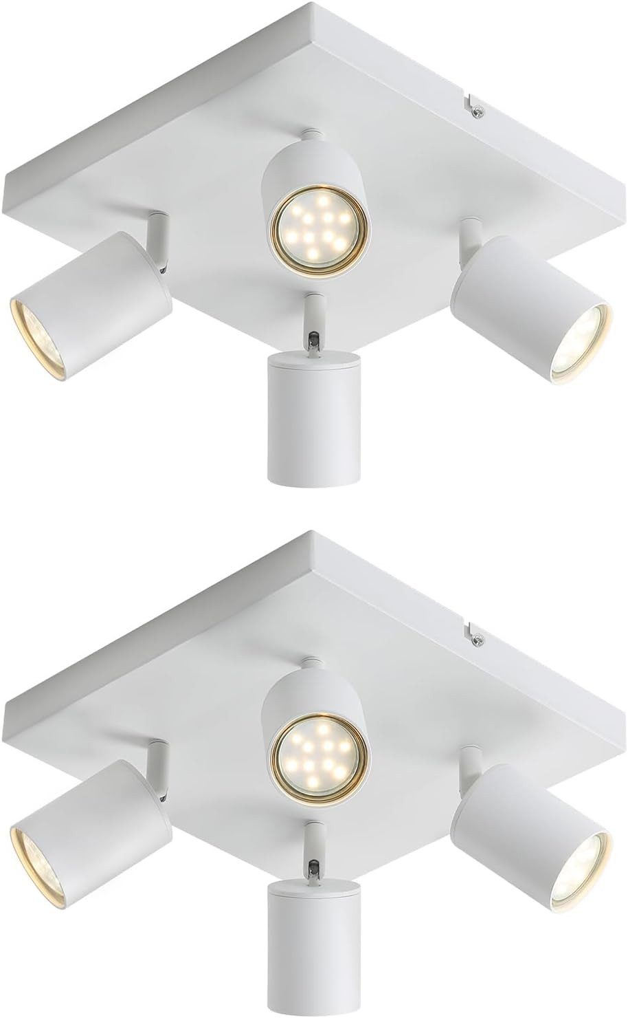 Nettlife Deckenstrahler Weiß 4/6 Flammig Deckenleuchte GU10 Deckenlampe Deckenspots, 330° Schwenkbar, LED wechselbar, für Wohnzimmer Schlafzimmer Küche Flur, 25W