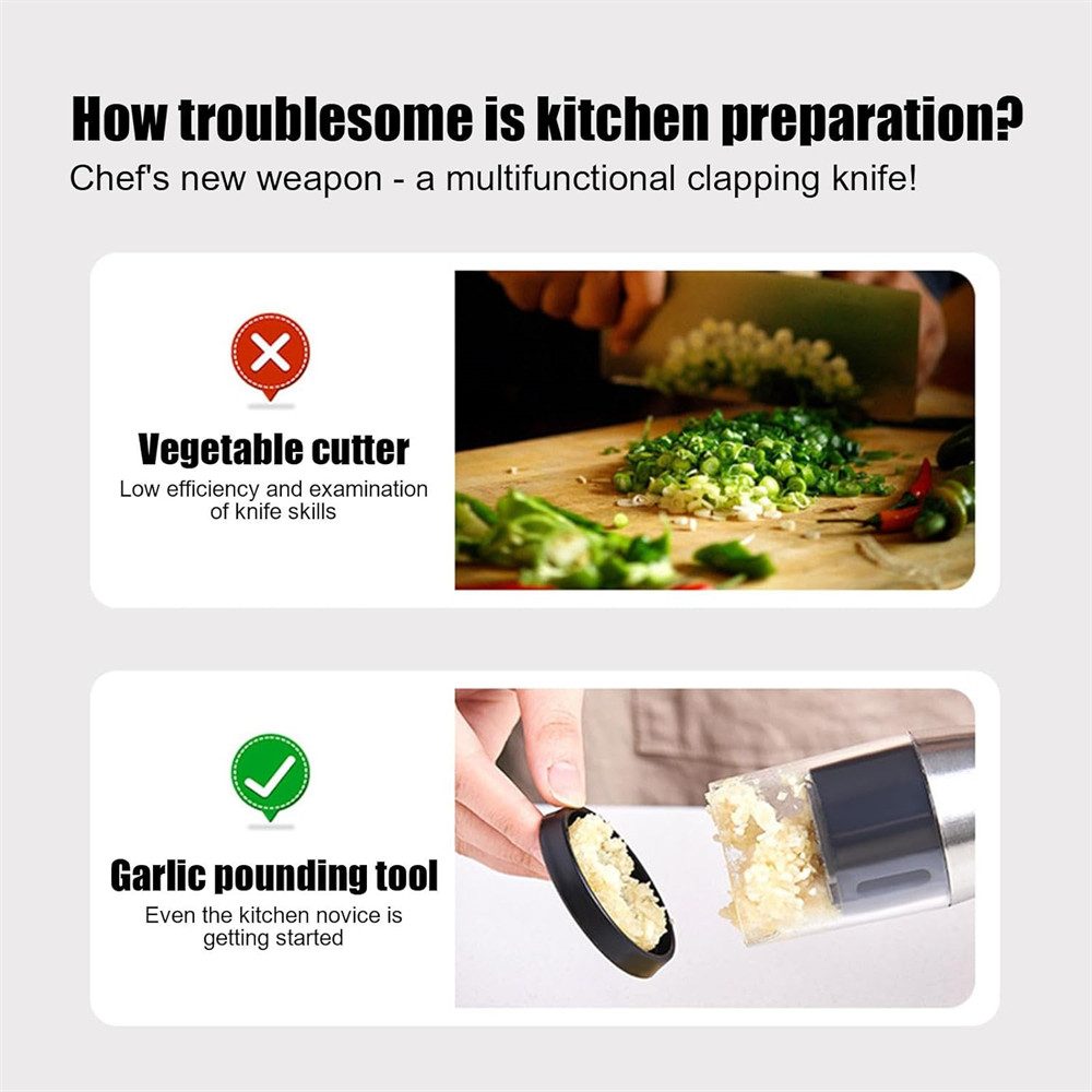 XDeer Knoblauchschneider Edelstahl 304 Gepresster Premium Knoblauchpresse Manueller, Zerhacker Leicht für Knoblauch, Paprika und Zwiebeln