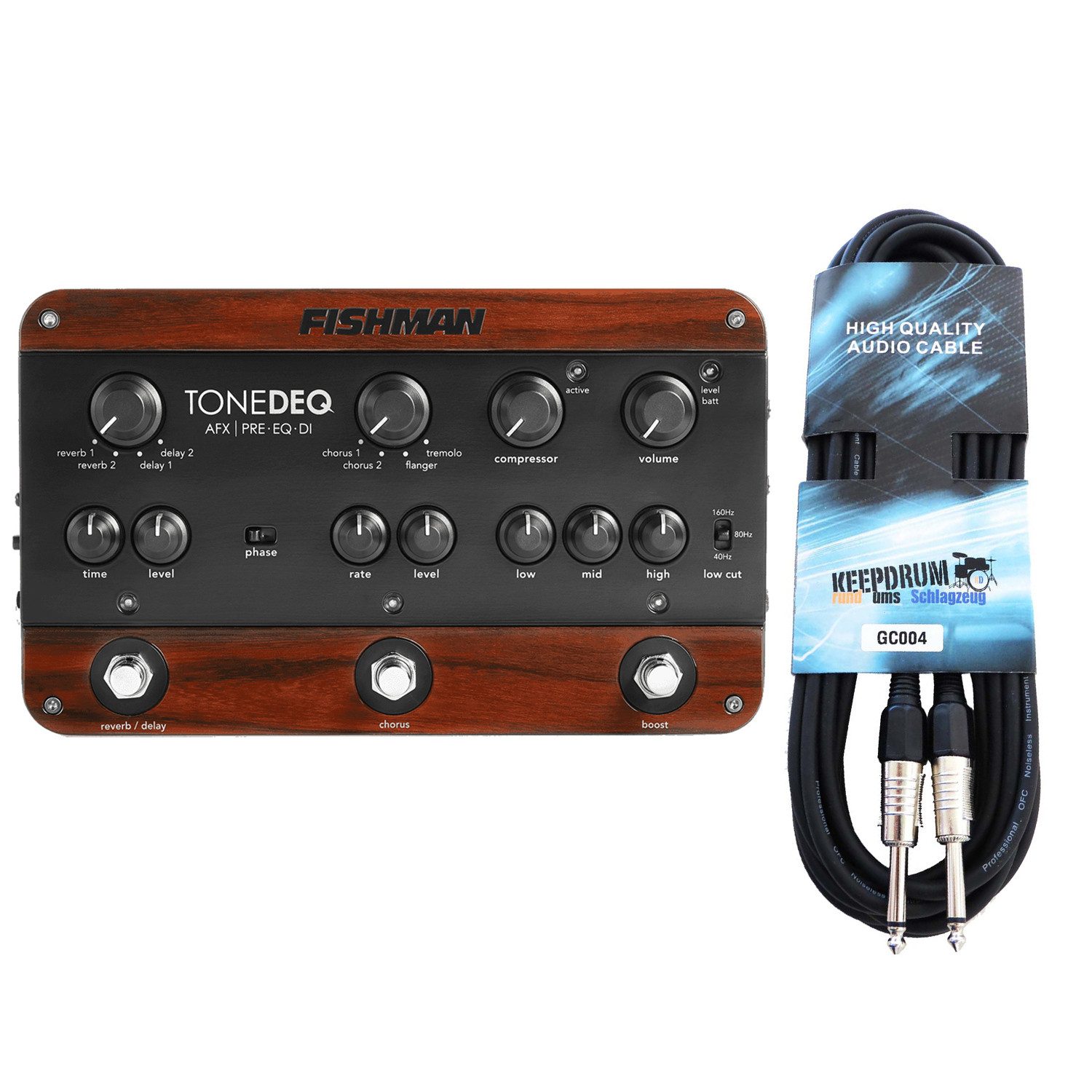 Fishman Akustikgitarre Fishman Tone DEQ AFX Vorverstärker für Gitarre mit Kabel, Vorverstärker, Analog, vielseitig