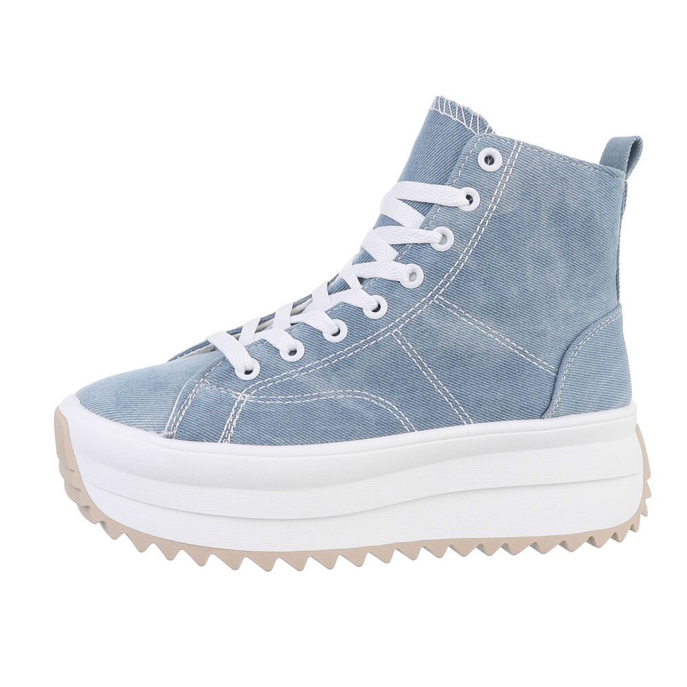 Ital-Design Damen High-Top Freizeit Sneaker (85960094) Flach Sneakers High in Hellblau