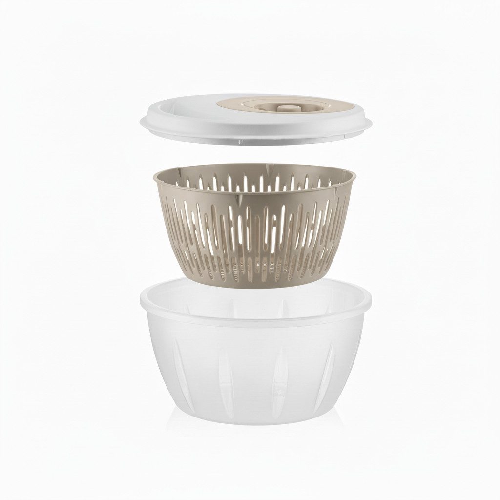 hausleben Salatschleuder Salatspinner mit Deckel, Abtropfsieb & Schüssel– Gemüse & Kräutern, (3-in-1 Set, Salatschüssel Set zum Waschen und Trocknen von Salat), 4,5L BPA-frei