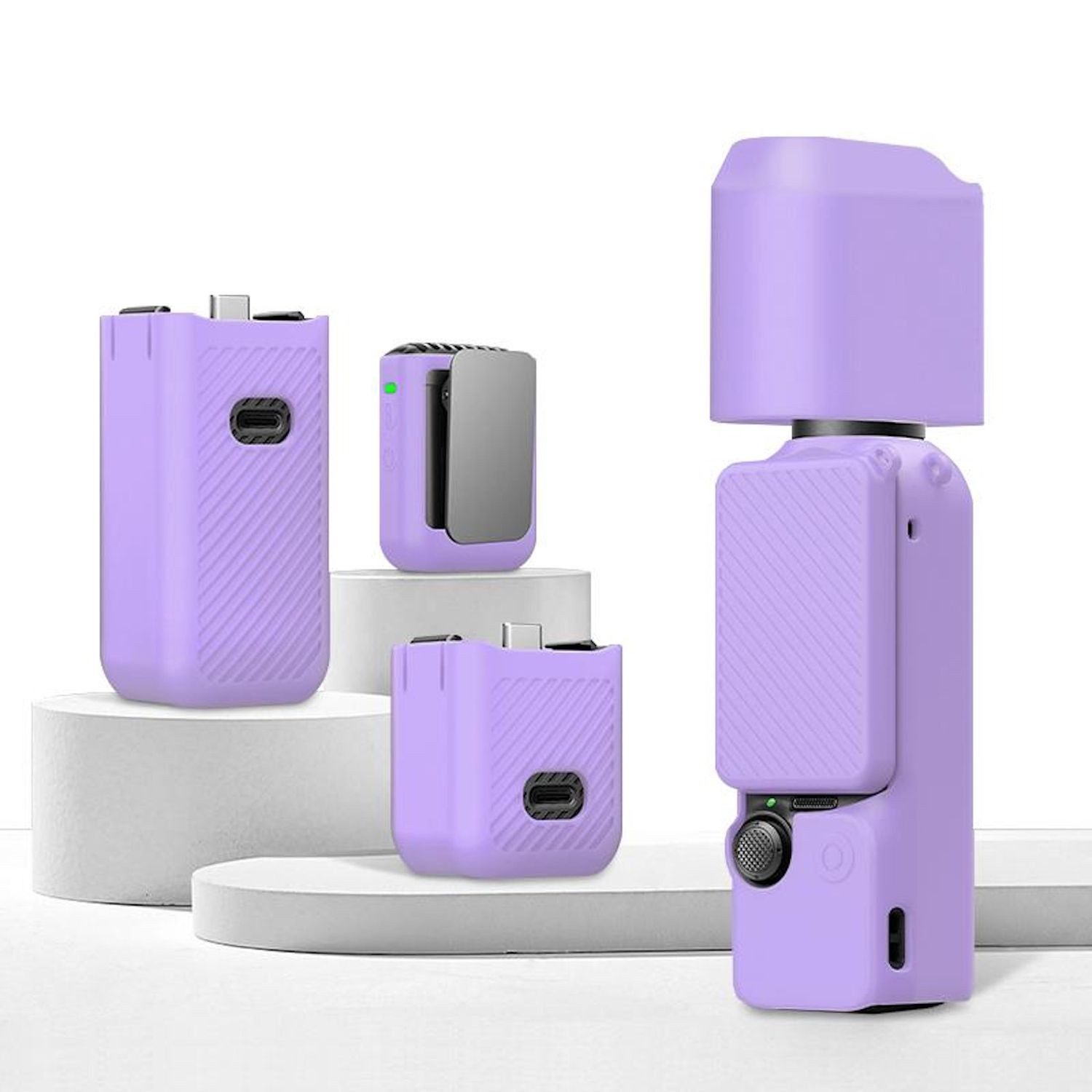 Wigento Für DJI OSMO Pocket 3 6-in-1 Silikon TPU Schutzset Cover Lila Zubehör Drohne