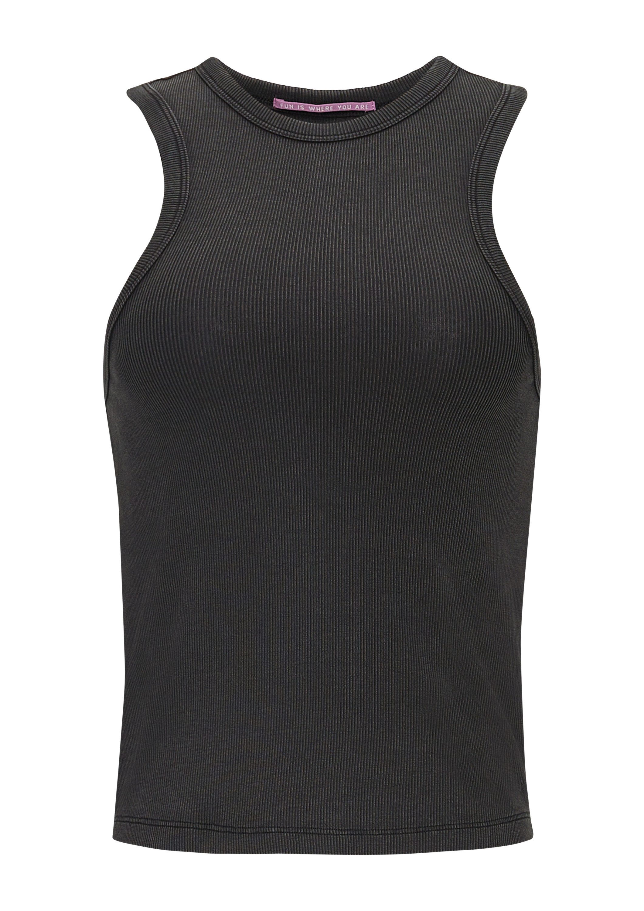 QS Muskelshirt T-Shirt Slim-Fit-Tanktop aus Rippware im Vintage-Look günstig online kaufen
