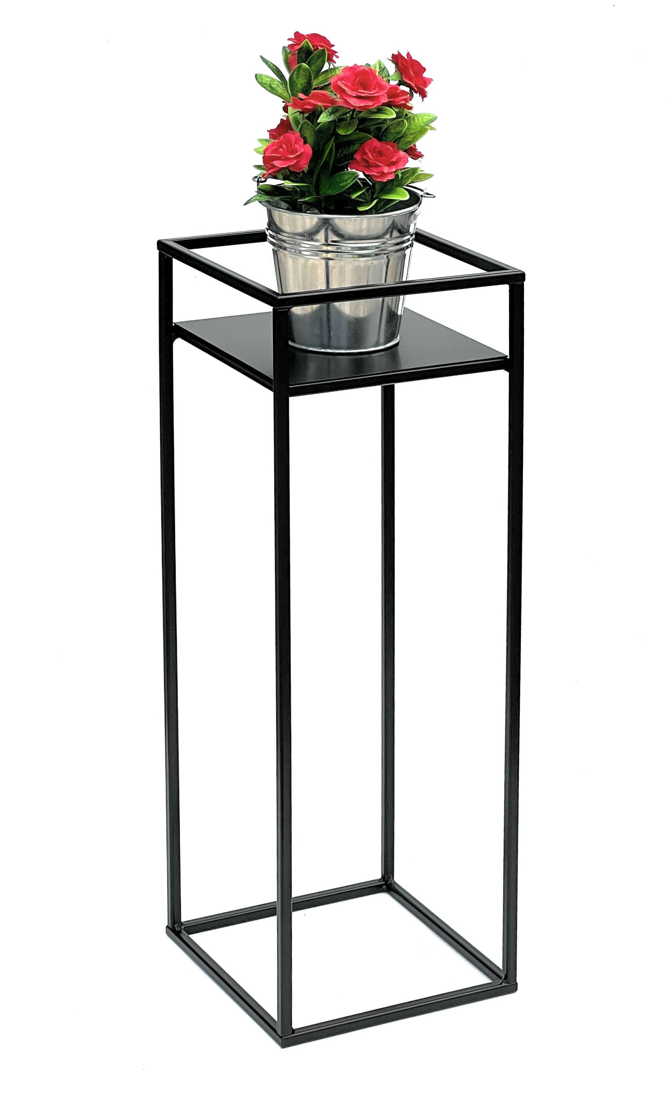 DanDiBo Blumenhocker Blumenständer Metall Schwarz Eckig 62 cm Beistelltisch 453