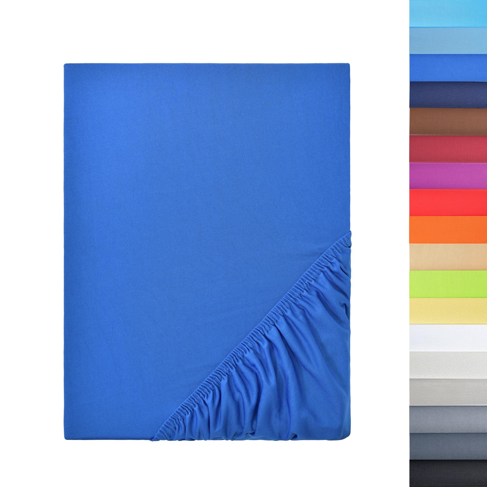 NatureMark Spannbettlaken Boxspringbett Mikrofaser Spannbetttuch 200x220cm, Polyester, Gummizug: rundum, blau