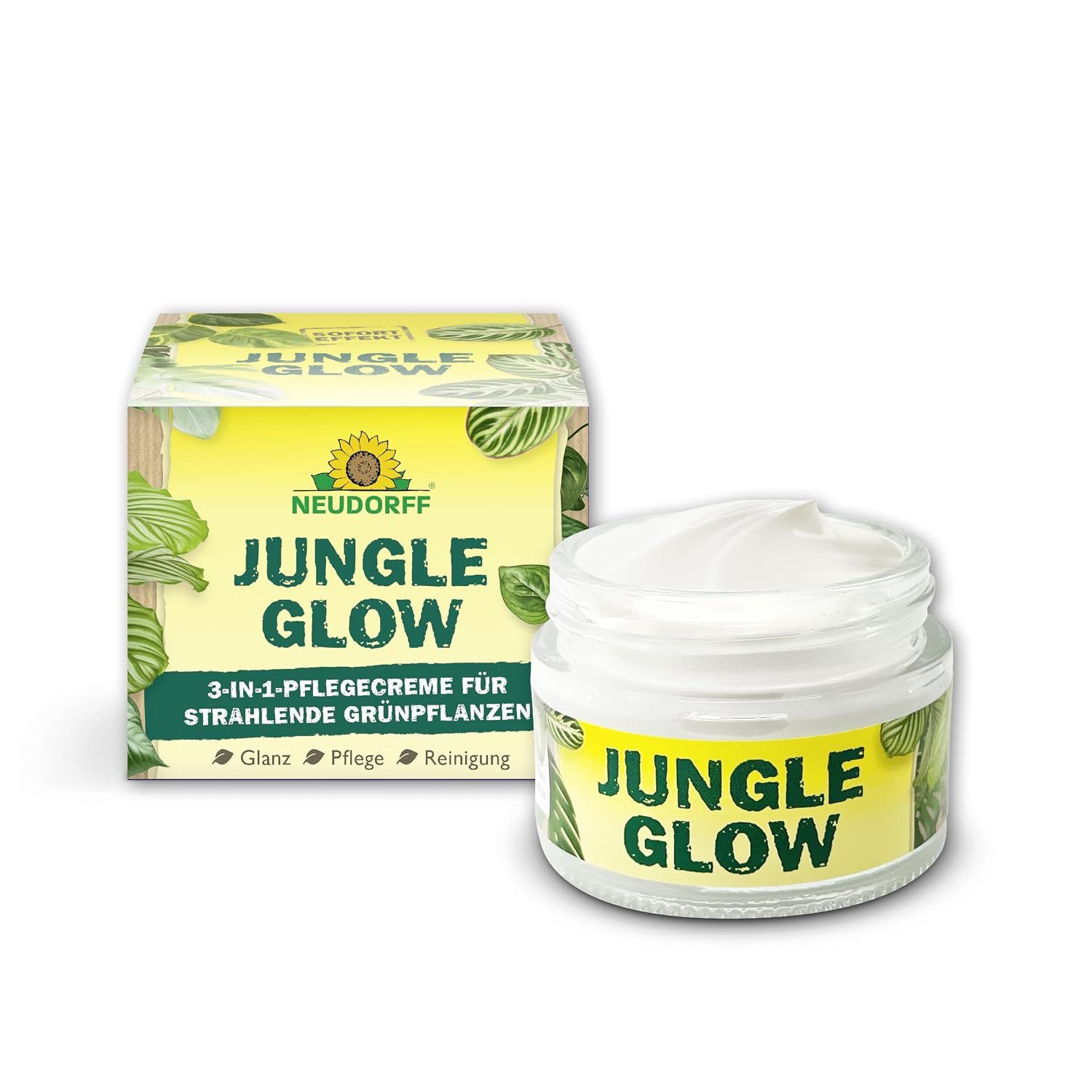 Neudorff Gartenpflege-Set Jungle Glow 3in1 Pflegecreme für Grünpflanzen 50ml, 3-in-1 Blattpflege, mit Urea, Made in Germany