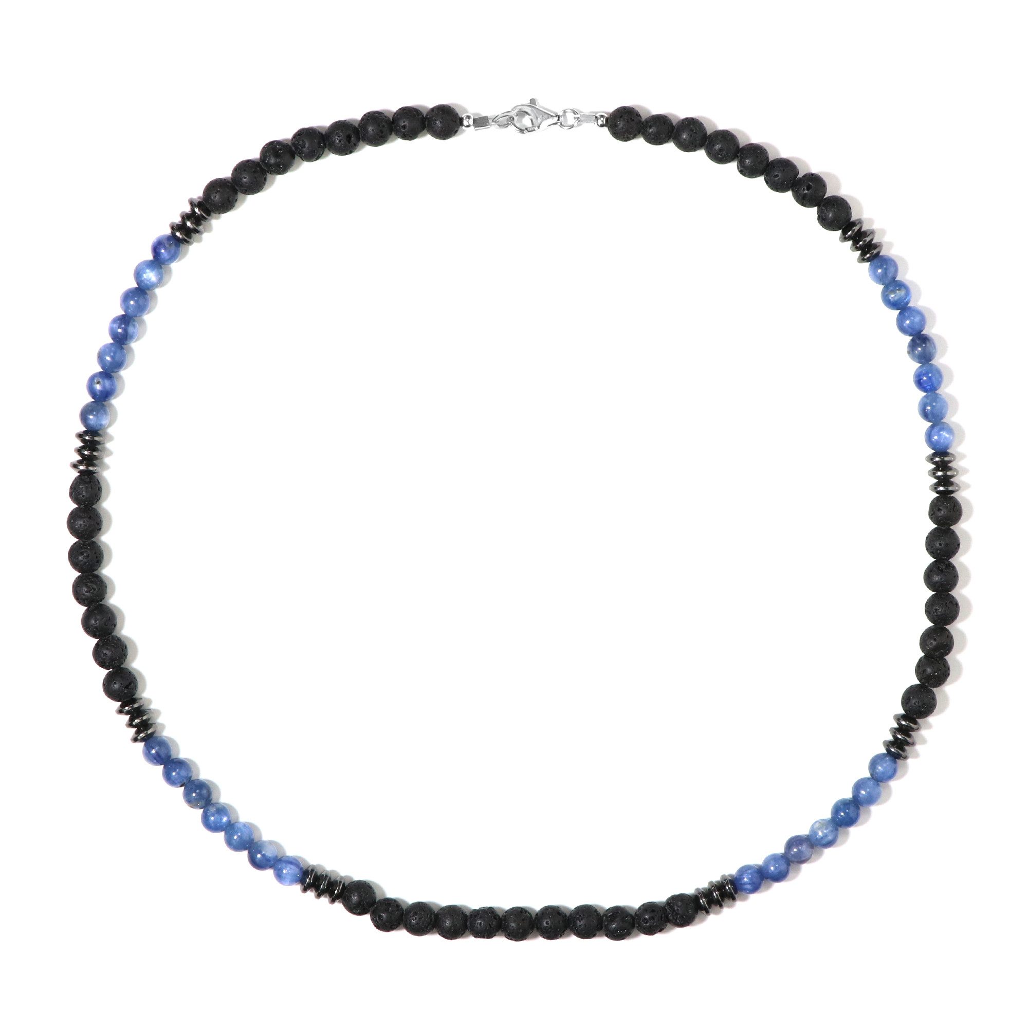 Silberkette Cavill Kyanit Halskette 122,9 ct Silber 925 mit Hämatit & Lava