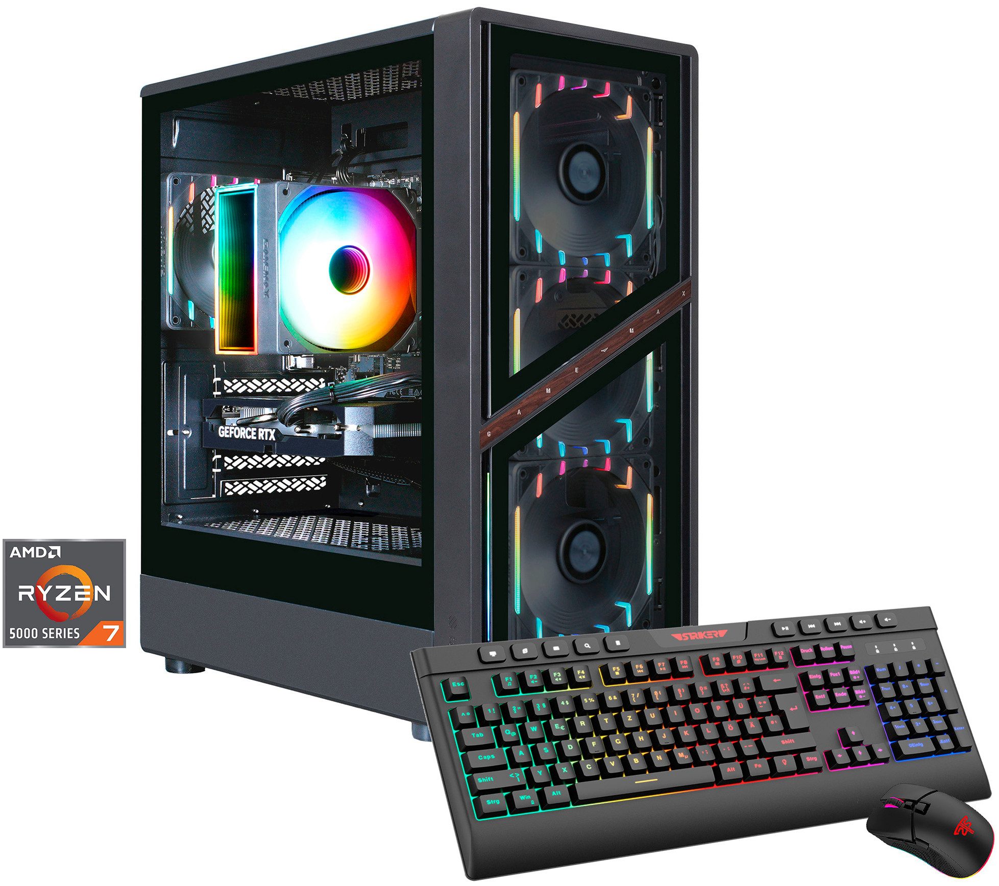 GAMEMAX AERIS GB 8183 AMD Ryzen 7 5700X 16GB 1TB SSD RTX 5060 Gaming-PC (AMD Ryzen 7 5700X, RTX 5060, 16 GB RAM, 1000 GB SSD, Luftkühlung aktiv, Windows 11)