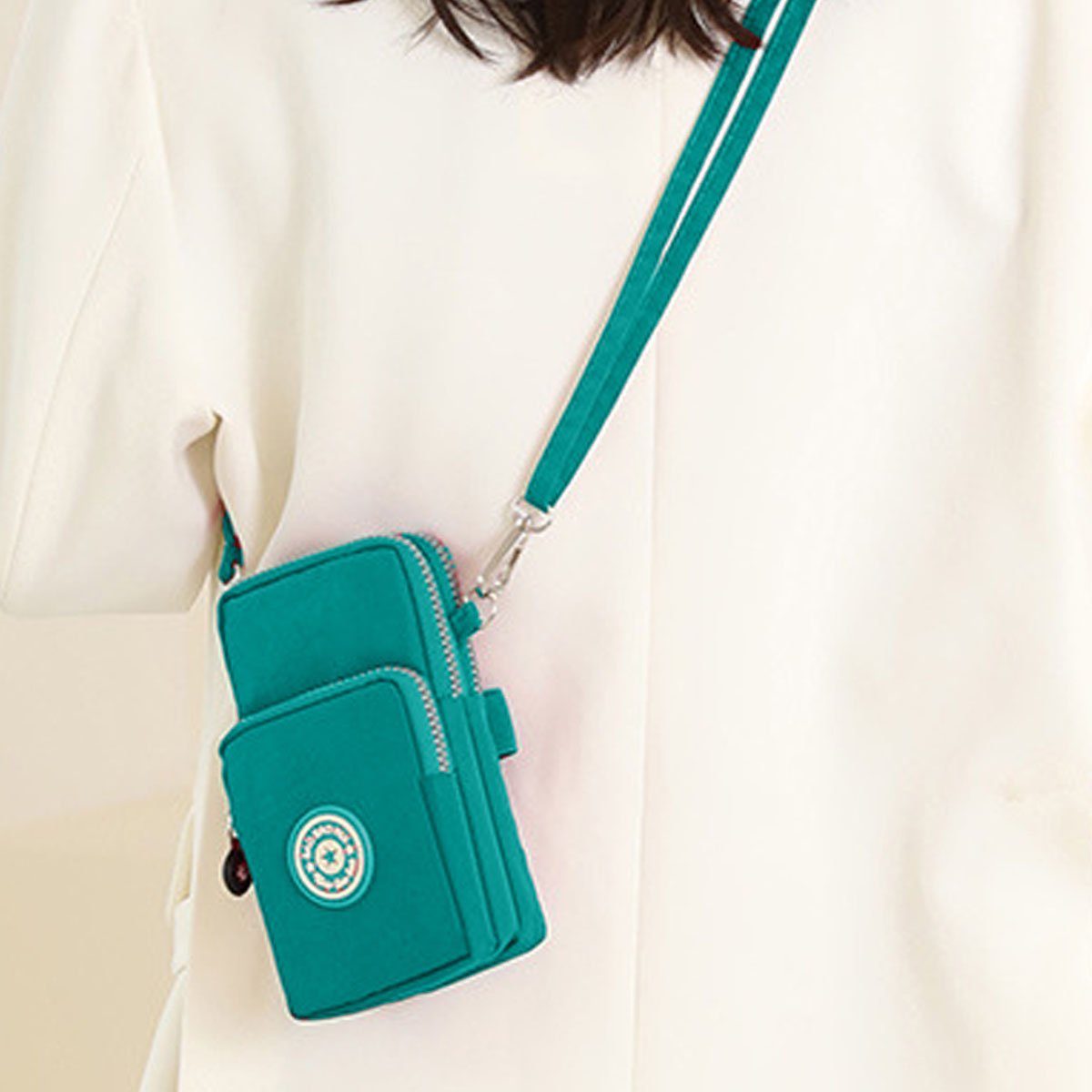 Jormftte Schultertasche Handy Umhängetasche Universal zum Umhängen Kartentasche grün Handytasche