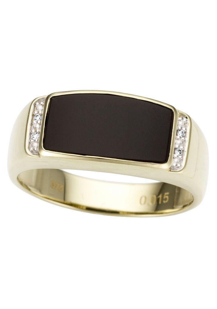 Firetti Fingerring Schmuck Geschenk Gold 333 Herrenring Goldring Edelstein Farbstein Onyx, mit Onyx - mit Brillanten