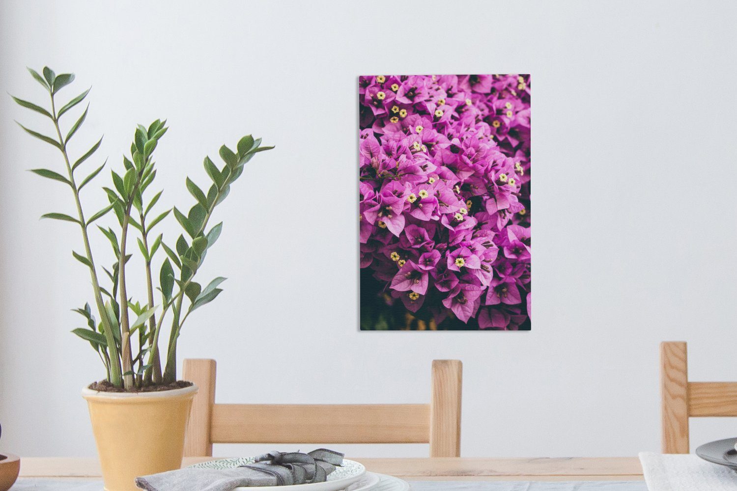 OneMillionCanvasses® Leinwandbild Blumen - Lila 20x30 Leinwandbild Gemälde, fertig (1 cm inkl. St), - Zackenaufhänger, Gelb, bespannt