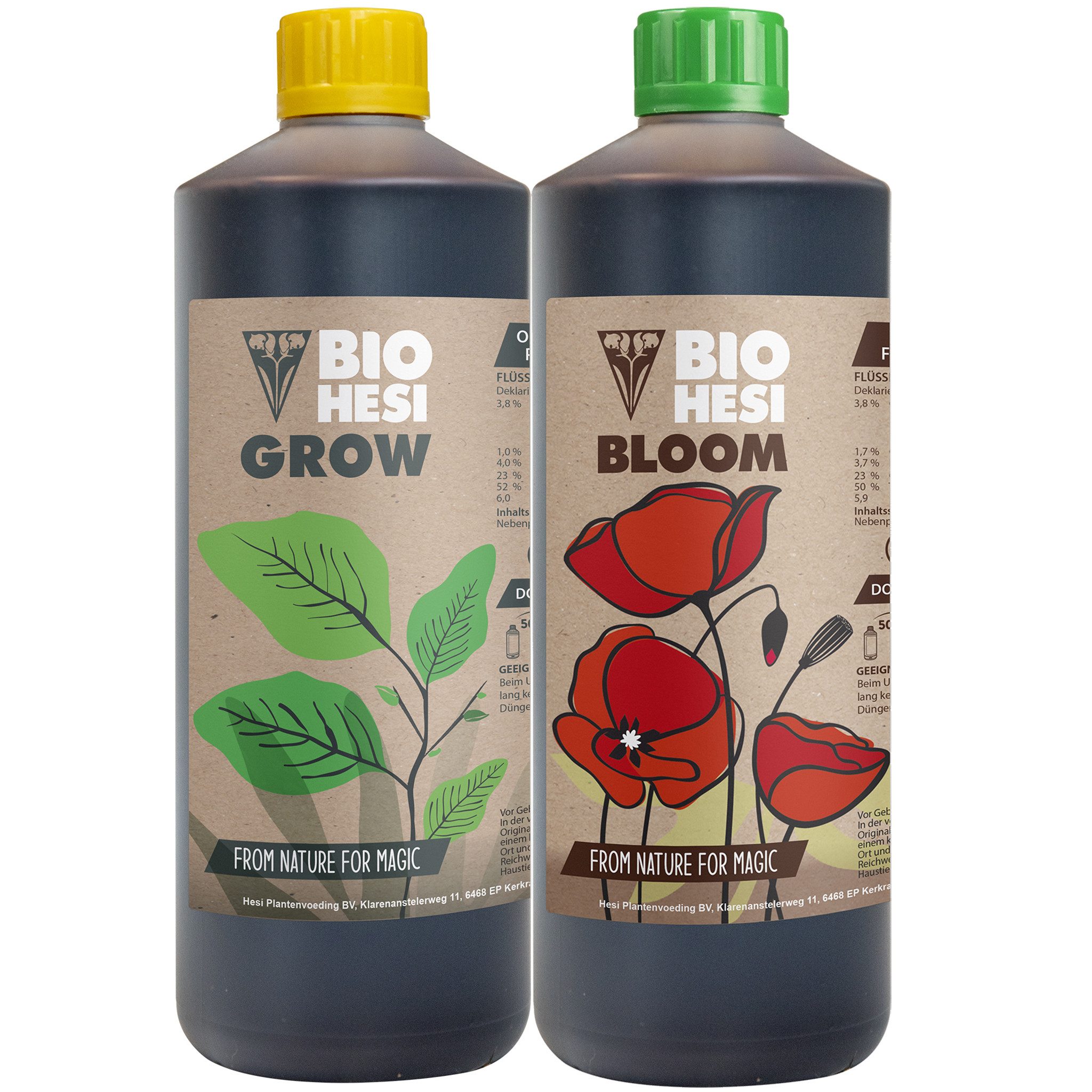 HESI Pflanzendünger HESI Bio Bloom 1 Liter + HESI Bio Grow 1 Liter Organischer Dünger