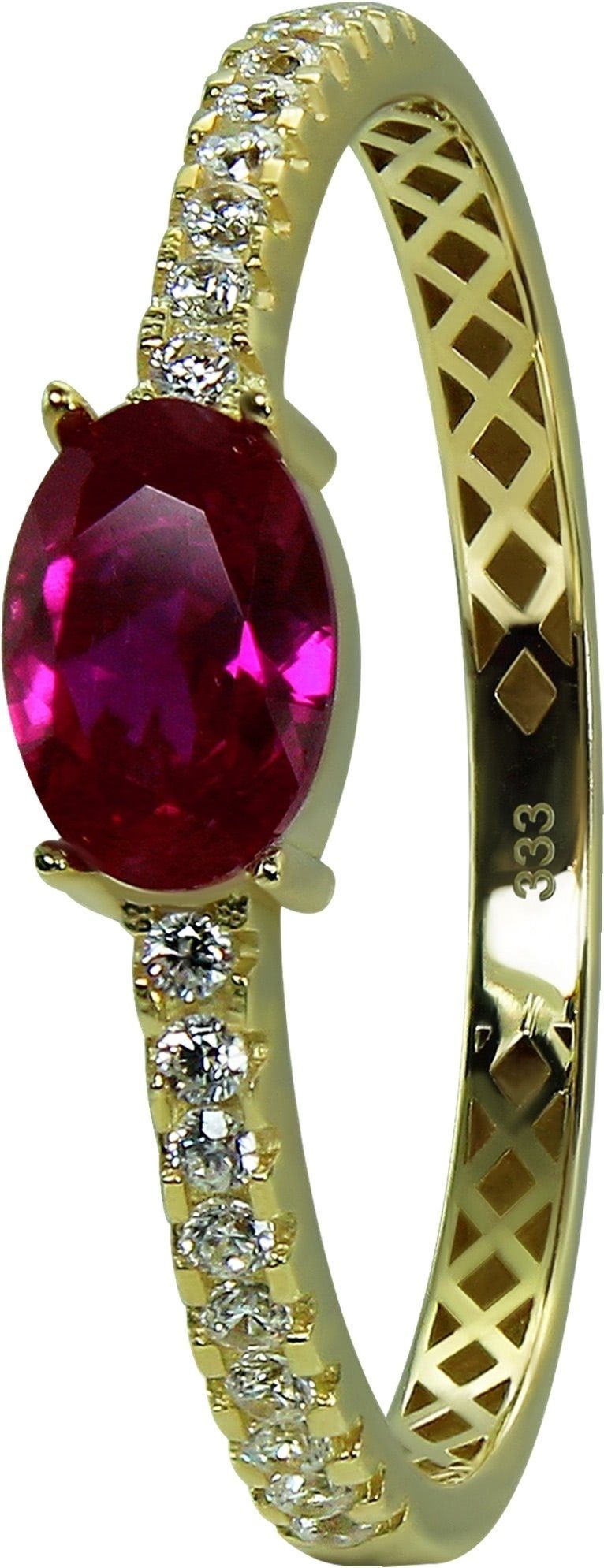 GoldDream gold, GoldDream 8 (Fingerring), Damen Farbe: Ring 333 pink Beauty weiß, Gold Beauty Goldring Gelbgold - Gr.54 Karat, Ring