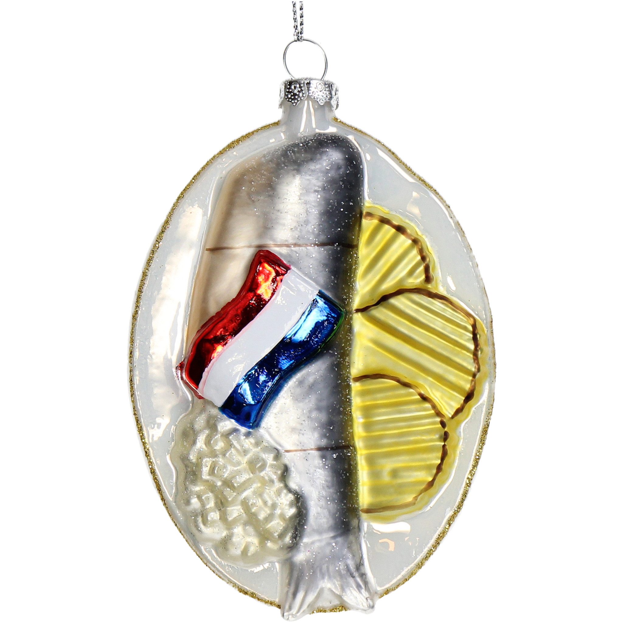 HD Collection Christbaumschmuck, Christbaumschmuck 11cm Glas Heringsfilet Figur Weiß