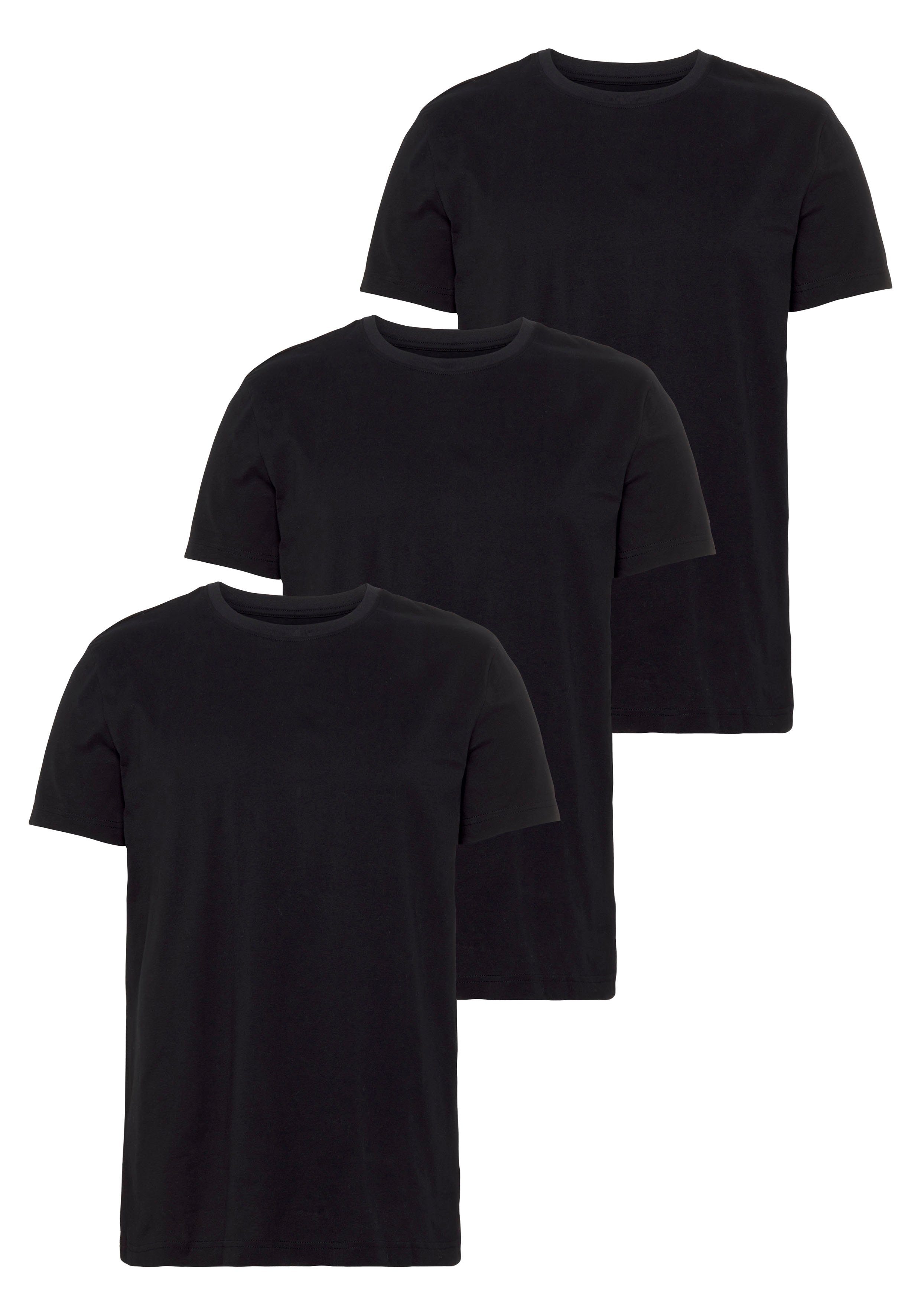 AJC T-Shirt (Set, reiner schwarz Baumwolle aus 3-tlg., 3er-Pack)