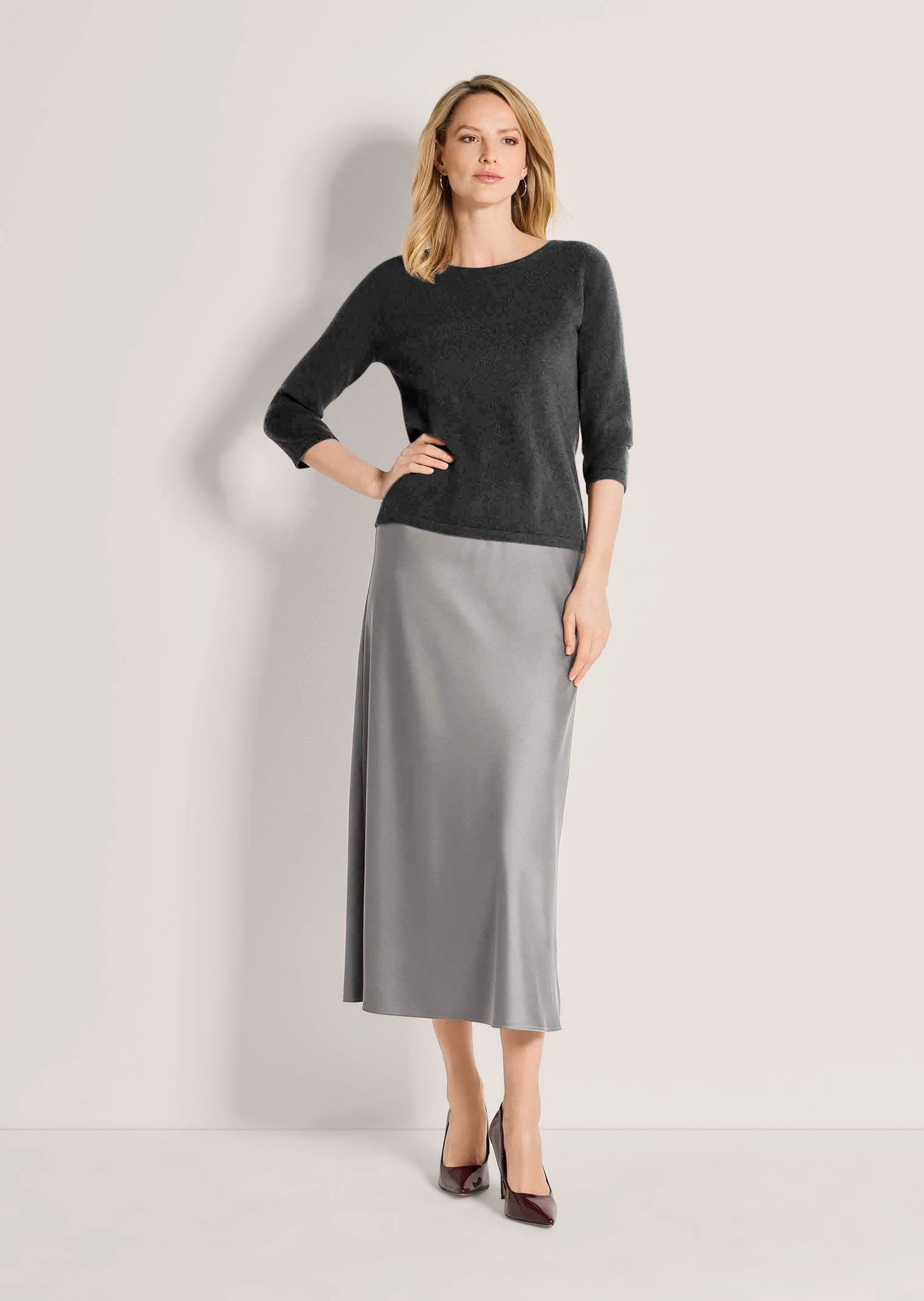MADELEINE Maxirock Satin-Midirock in leichter A-Linie Elastischer Schlupfbund, feminine A-Form & bequemer Sitz