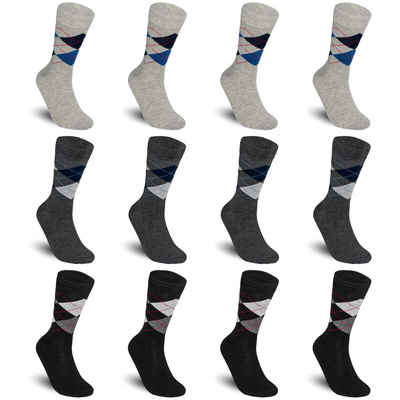 TEXEMP Businesssocken 6 oder 12 Paar Herren Business Socken Baumwolle Strümpfe Herrensocken (12-Paar) Atmungsaktiv - Komfortbund