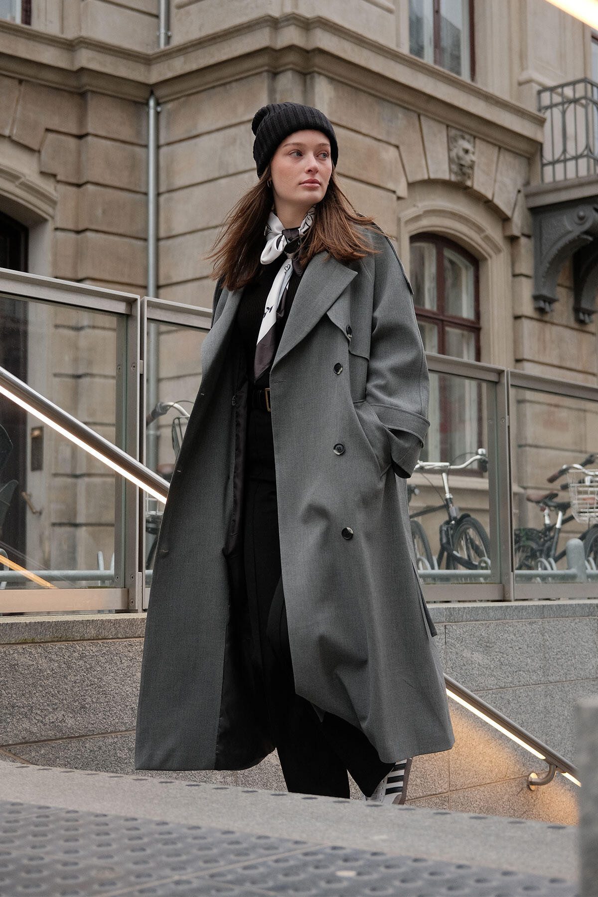 MANUKA Trenchcoat Premium Übergröße Schwarzer Trenchcoat