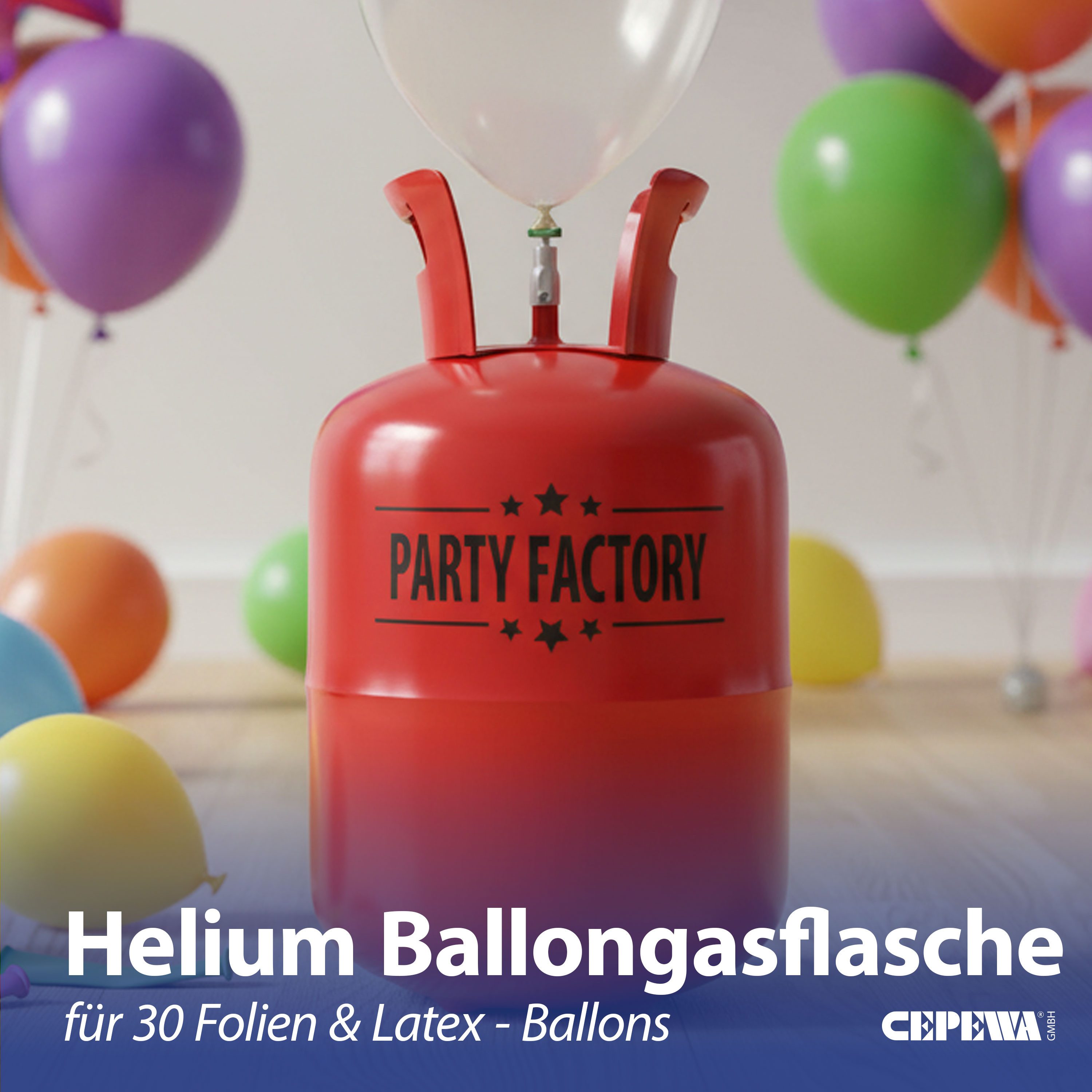 CEPEWA Helium Helium Ballongas für ca. 30 Ballons Luftballons